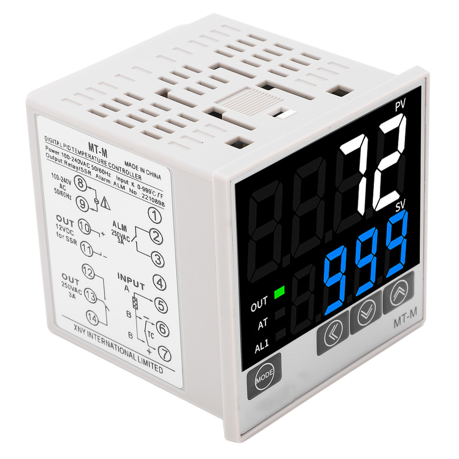 Pid-temperaturregler-kit Mit Intelligenter Digitaler Anzeige, Automatisches Temperaturregelungsinstrument, Ac100–240 V, 72 X 72 Mm