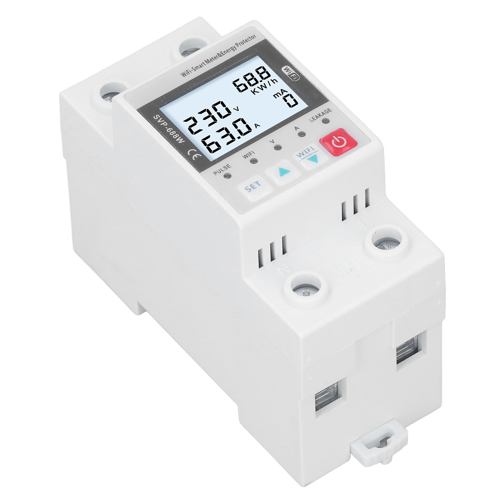 Wlan-überspannungs-/unterspannungsschutzgerät 230 V, 50/60 Hz, 63 A, Fernbedienung, Hintergrundbeleuchtung