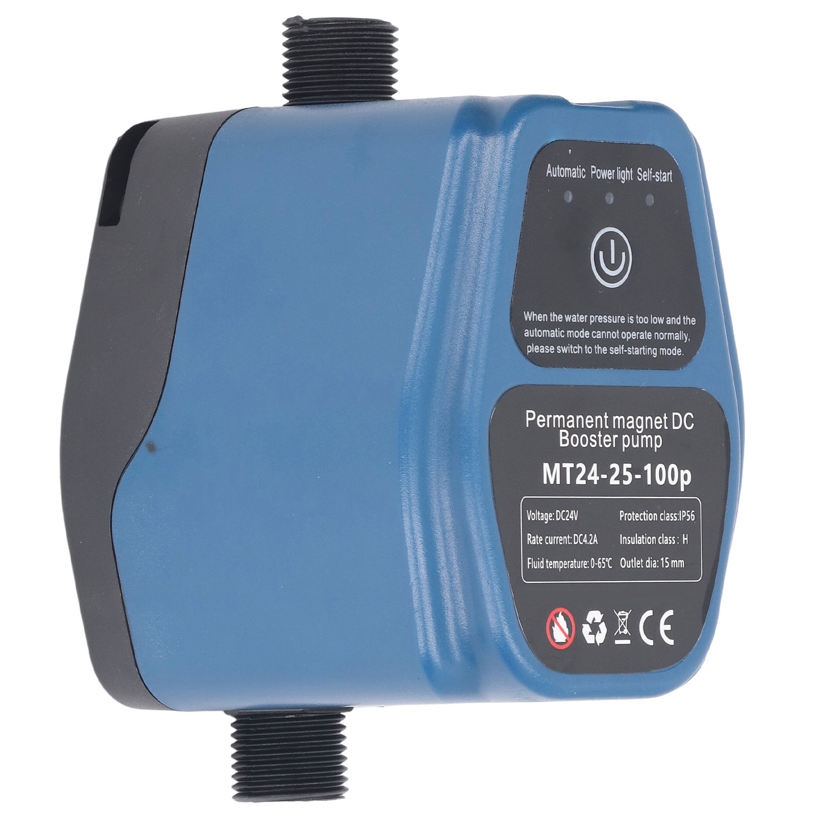 Druckerhöhungspumpe 100 W, 24 V, 25 L, Schutzart Ip56, Intelligente Sensortechnik, Automatische Duschdruckerhöhungspumpe, 100–240 V, Eu-stecker