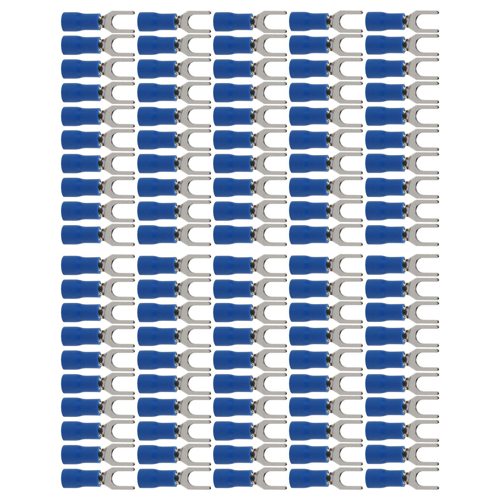 100 Stück Gabelverbinder, Blau, Stabile Leitfähigkeit, 19 A, Sichere Isolierte Crimp-anschlüsse, Drahtklemmen Für Transportzwecke