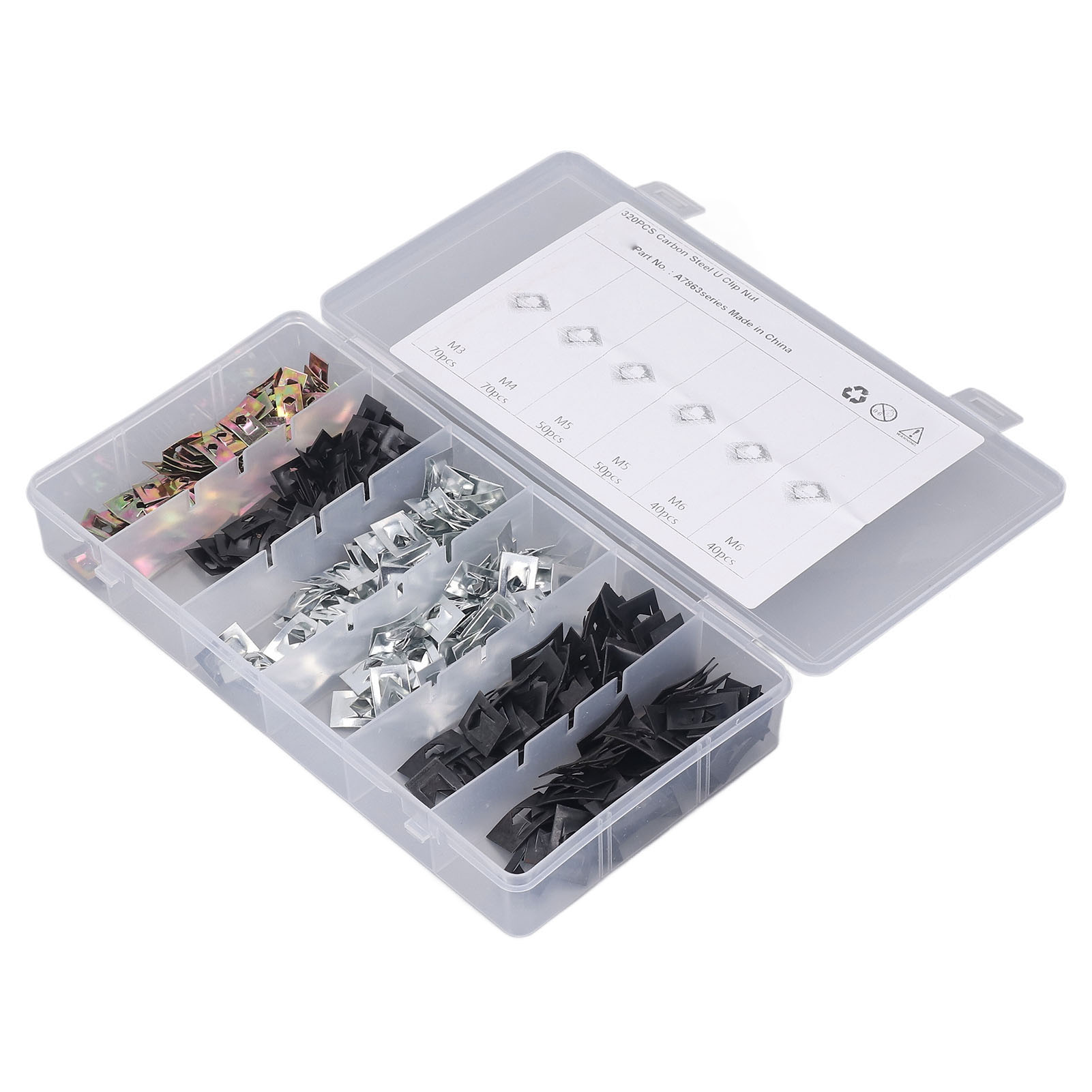 320 Stück Federmuttern Aus Kohlenstoffstahlblech M3 M4 M5 M6 Reed Unilateral U Clip Auto Performance Parts