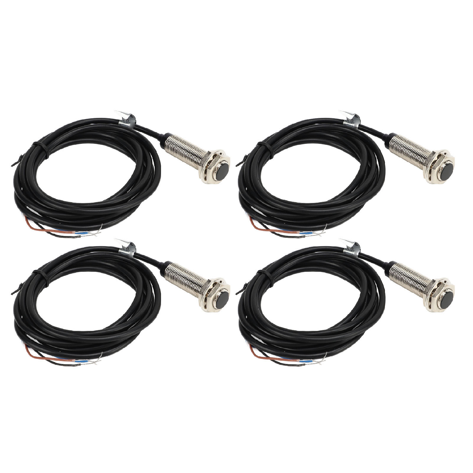 Berm 4er-set Induktiver Näherungsschalter-sensor, Npn-öffner/schließer-kontakt, 4-adrig, 12 Mm Durchmesser, 2 Mm Erfassungsabstand, Dc 6–36 V