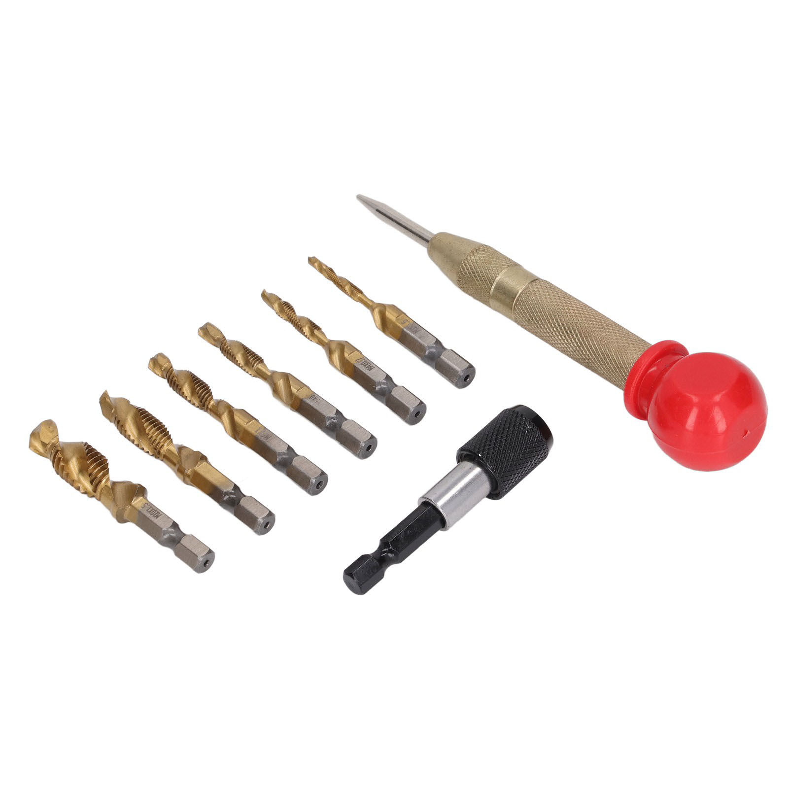 8-teiliges Gewindebohrer-set Mit Sechskantschaft, Hss, Ti-beschichtung, Metrisch, Kombinationsbohrer-set Für Holz Und Kupfer