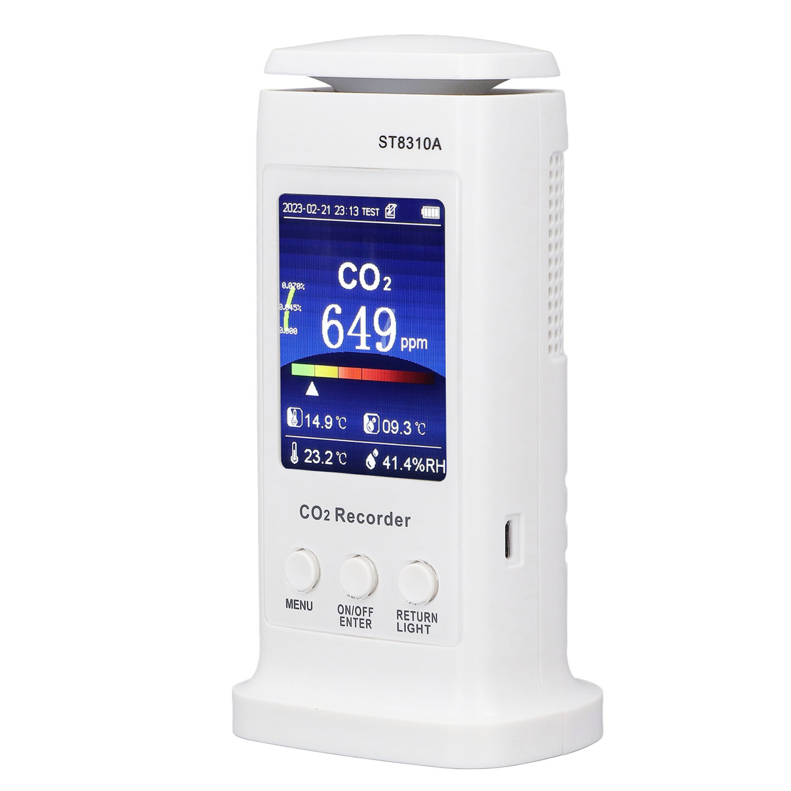 Luftqualitätsmonitor Mit Abs-gehäuse, Farbigem Display, Selbstkalibrierung Und Kohlendioxidsensor Für Zuhause