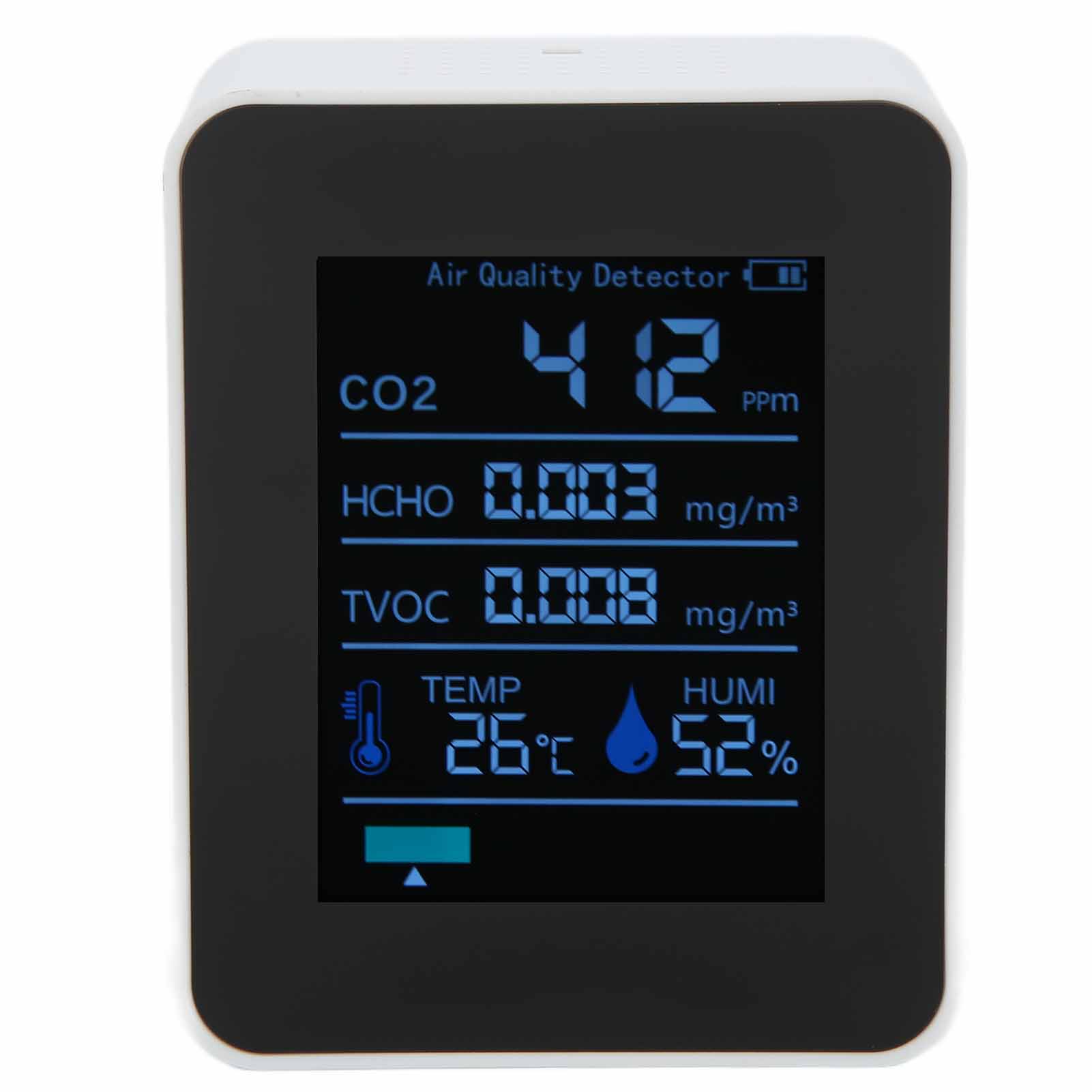 Znaz2co3tb Bluetooth-luftqualitätsdetektor 5 In 1 Multifunktionaler Co2-temperatur- Und Feuchtigkeitsmonitor Für Büro Und Zuhause (weiß)
