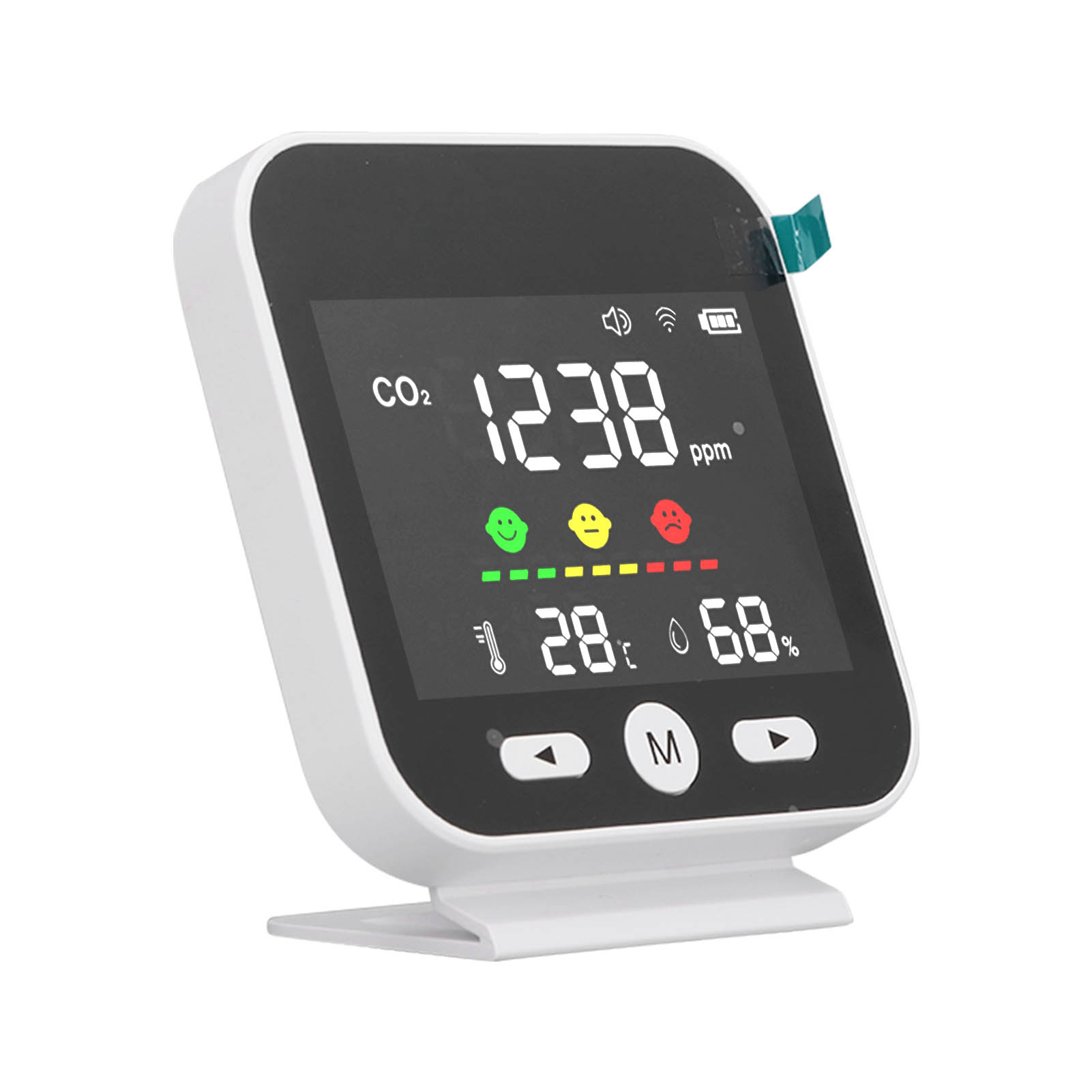 Weißer, Intelligenter Luftqualitätsmonitor Mit Lcd-bildschirm, Wlan-funktion, Co2-temperatur- Und Feuchtigkeitsdetektor (für Tuya)