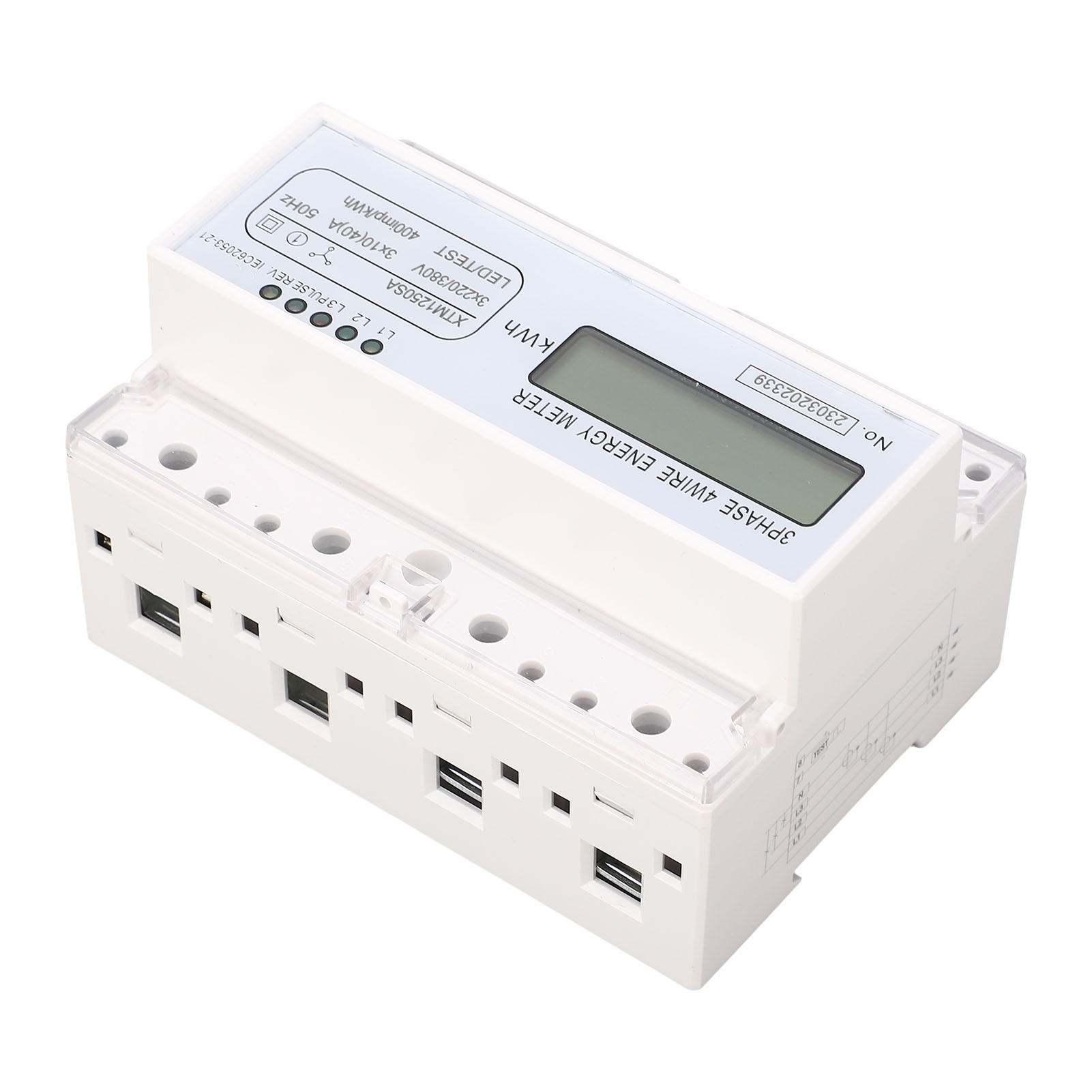 Dreiphasen-4-leiter-energiezähler Mit 7-stelliger Lcd-anzeige, Spannungs-, Leistungs- Und Strommessung, Voltmeter Und Amperemeter, 3 X 220 V Und 380 V