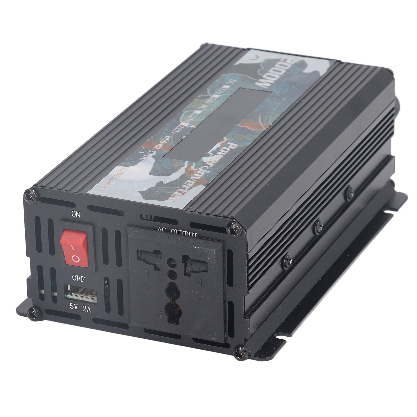 2000w Solar-auto-wechselrichter Mit Lüfter, Lcd-bildschirm, Dc Zu Ac110v Solarstrom, Modifizierter Sinus-wechselrichter, Schwarz, Dc24v (dc21-29v)