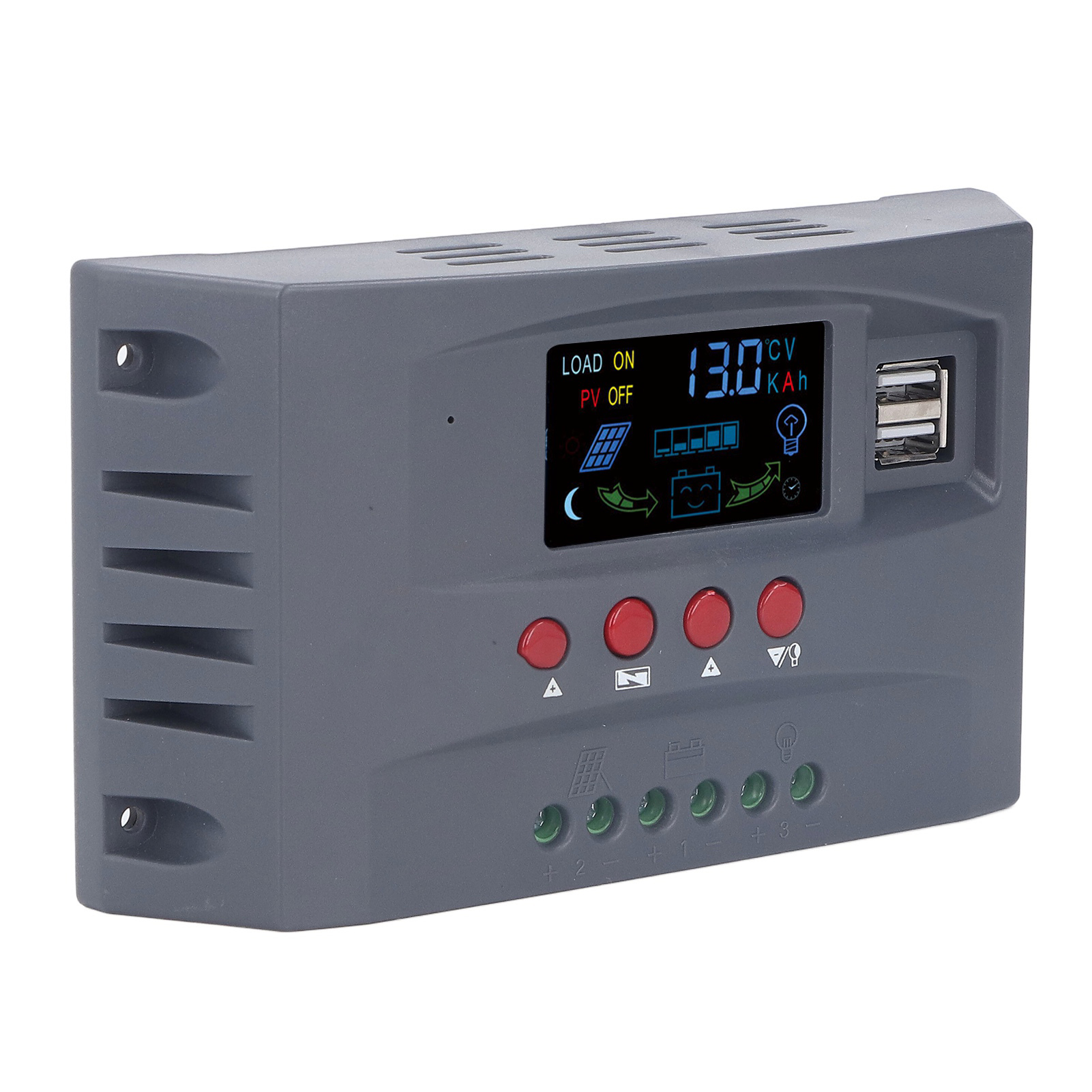 Solar-laderegler Mit Beleuchtetem Lcd-display, Mppt-anzeige Und Überstromschutz, 12 V/24 V, 10 A