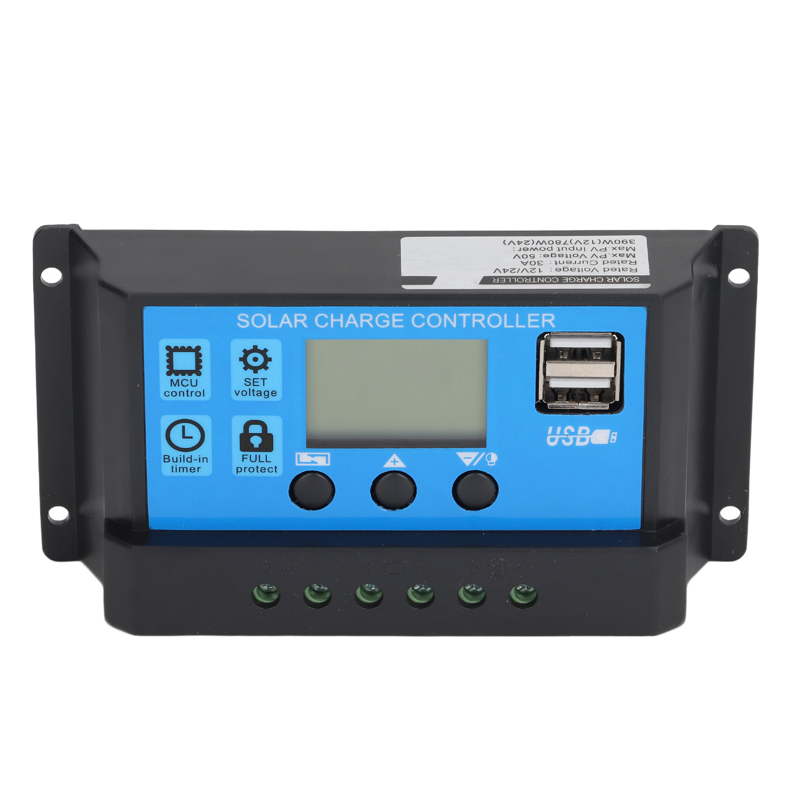 Solar-laderegler 30a, Panel-batterie-ladesteuerung, Lcd-display, 12v/24v, Automatische Erkennung