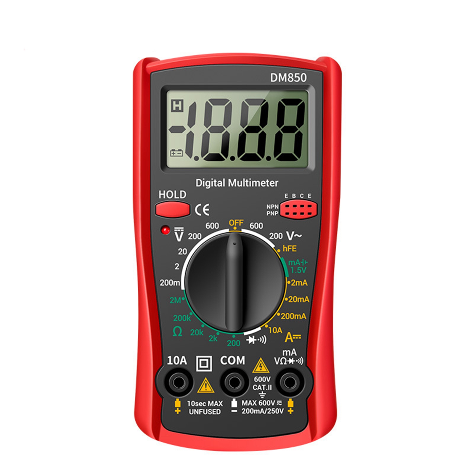 Digitales Multimeter, Multifunktional, Hochpräzise, Kleines Tragbares Voltmeter-instrument Für Den Haushalt, Rot, Ohne Batterie