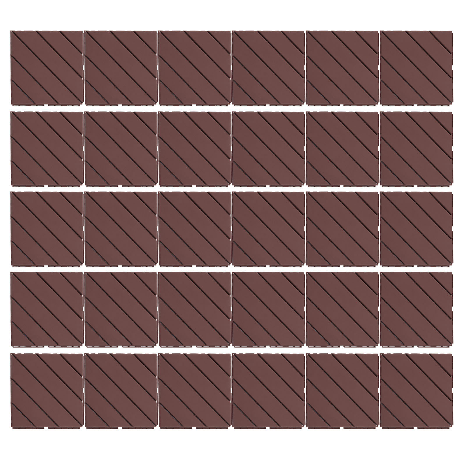 30 Stück Kunststoff-terrassenfliesen Mit Klicksystem, Wasserdicht, Hohe Belastbarkeit, Rutschfest, Geräuscharm, Farbe: Kaffeebraun