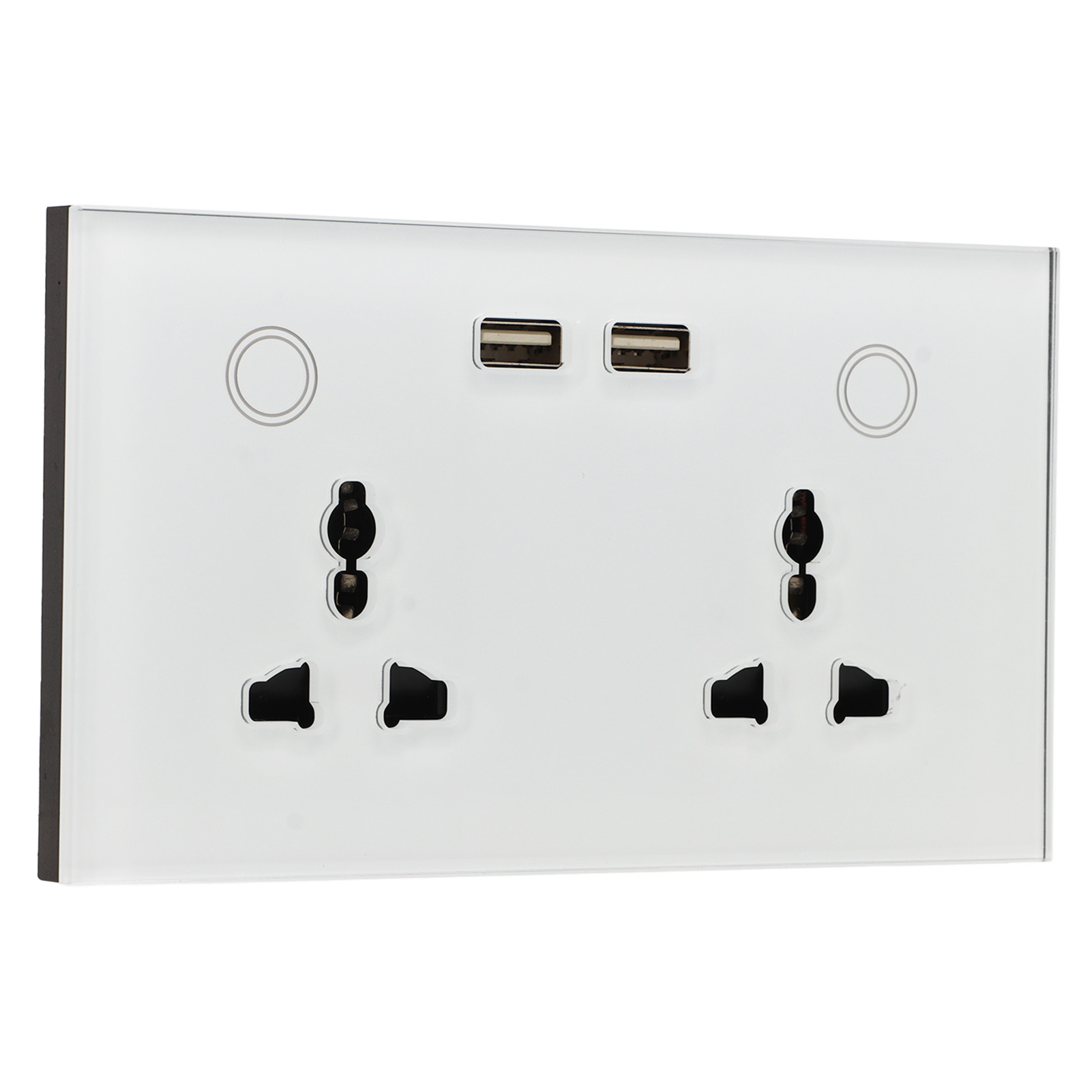 Berührungsempfindlicher Lichtschalter Mit Glasplatte, Wlan-fähig, 2-polige Usb-steckdose, Weiß, Ac 110–240 V