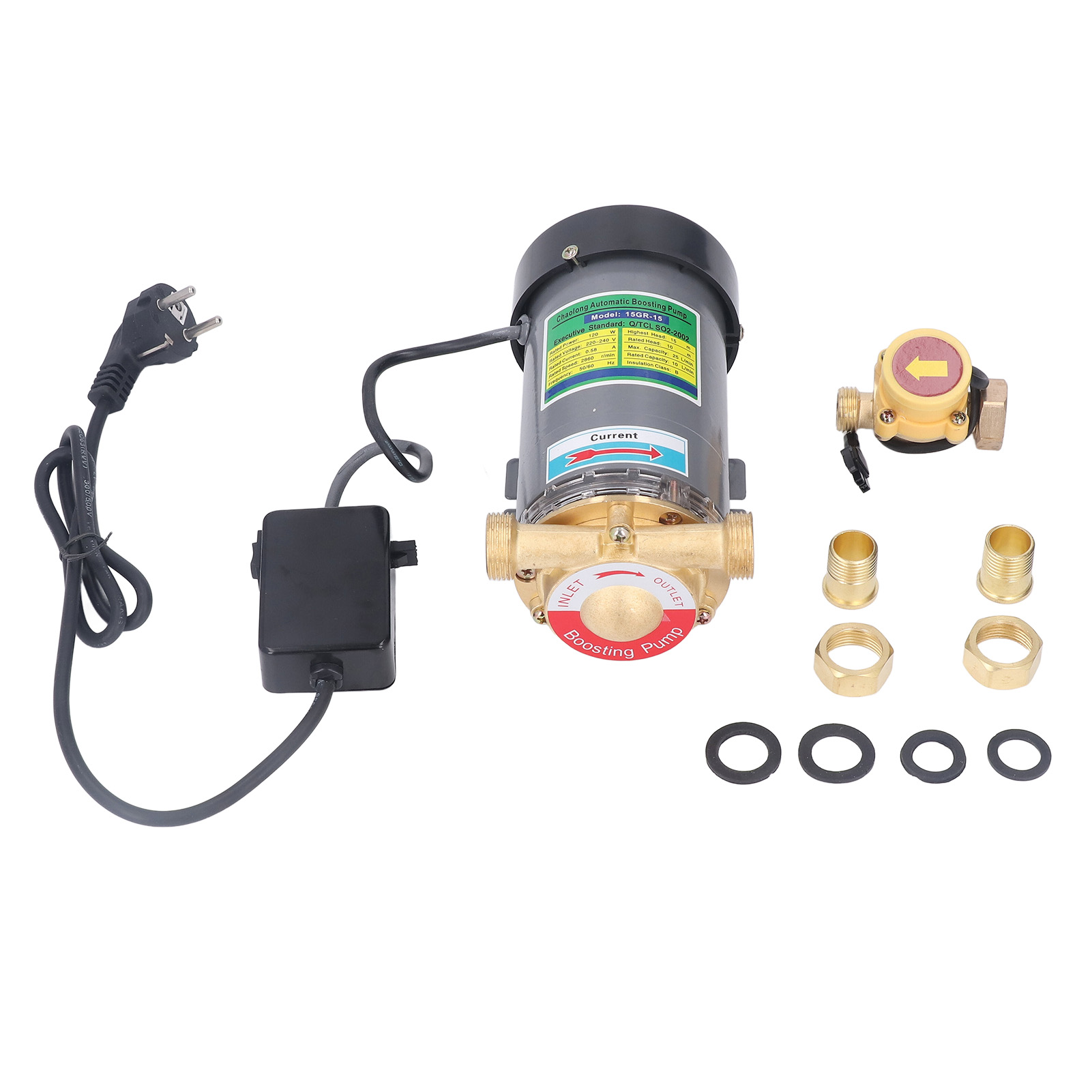 Automatische Druckerhöhungspumpe 120 W, 25 L, 2860 U/min, 15 M Förderhöhe Mit Durchflussschalter, Eu-stecker 220–240 V