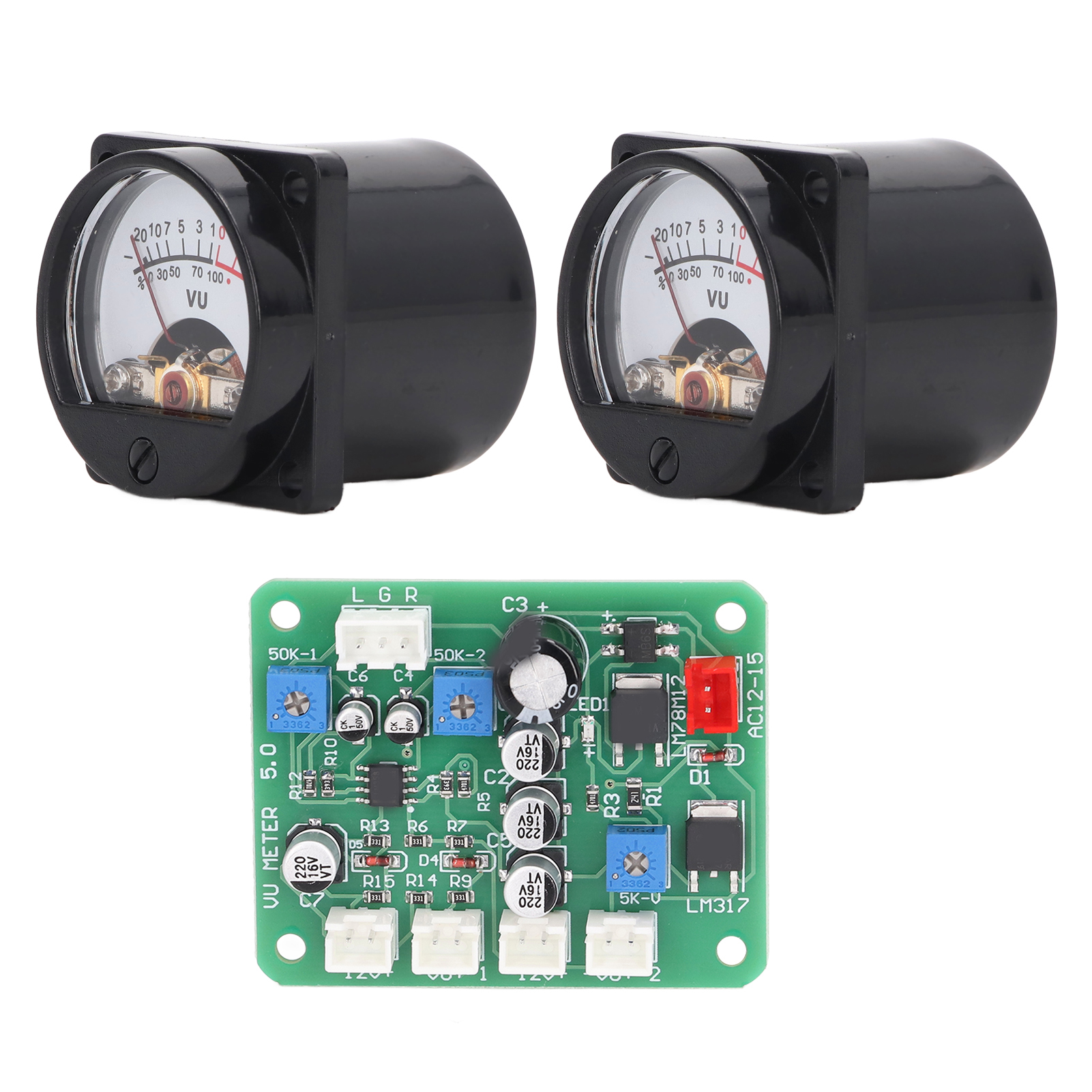 2 Stück Vu-meter-panel Mit Warmer Hintergrundbeleuchtung, Aufnahme-audiopegelverstärker-treiberplatine Und Kabel