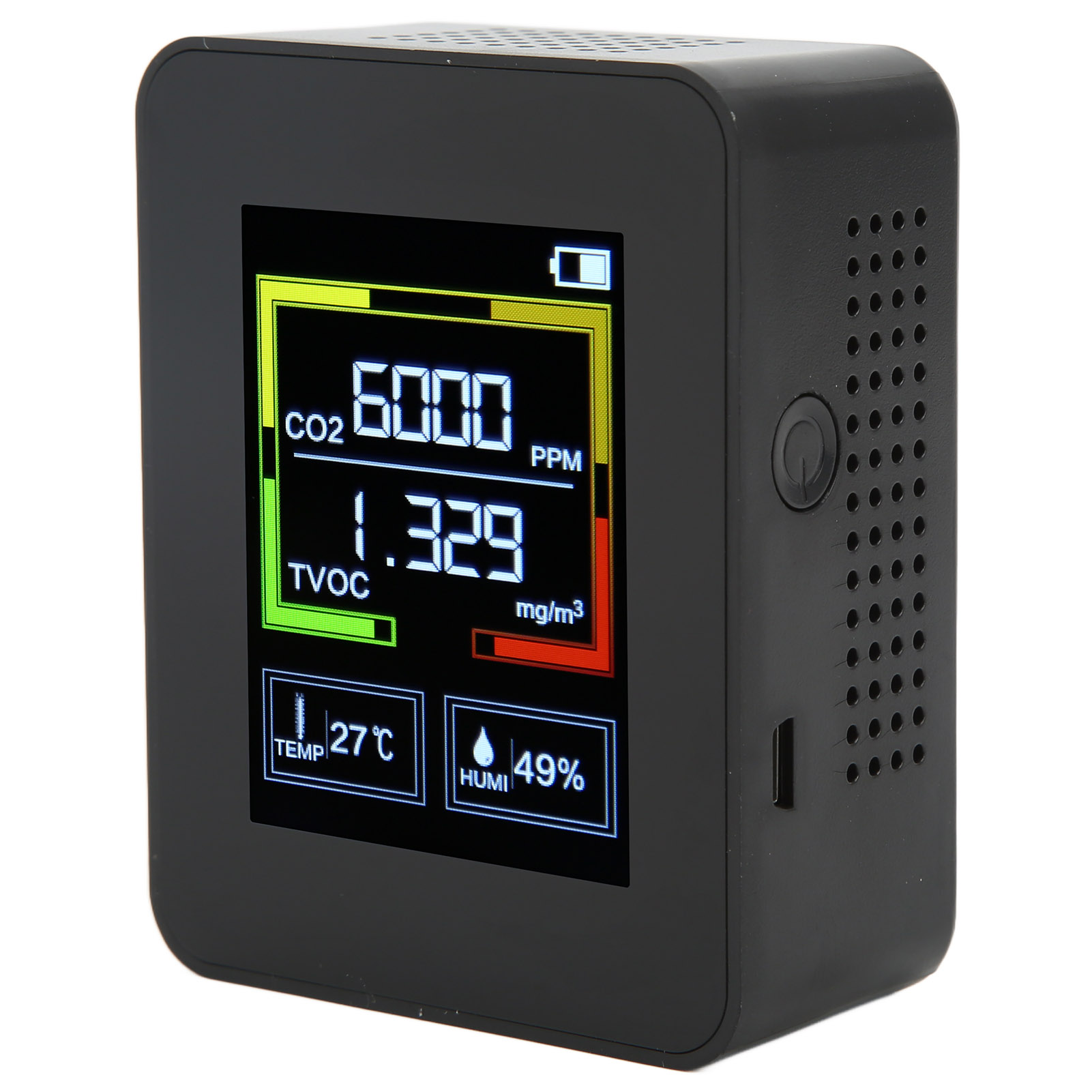 Znaz2co2 Kohlendioxid-detektor Intelligenter 4-in-1-tovc-luftqualitätsmonitor Tragbares Thermometer Und Hygrometer (schwarz)