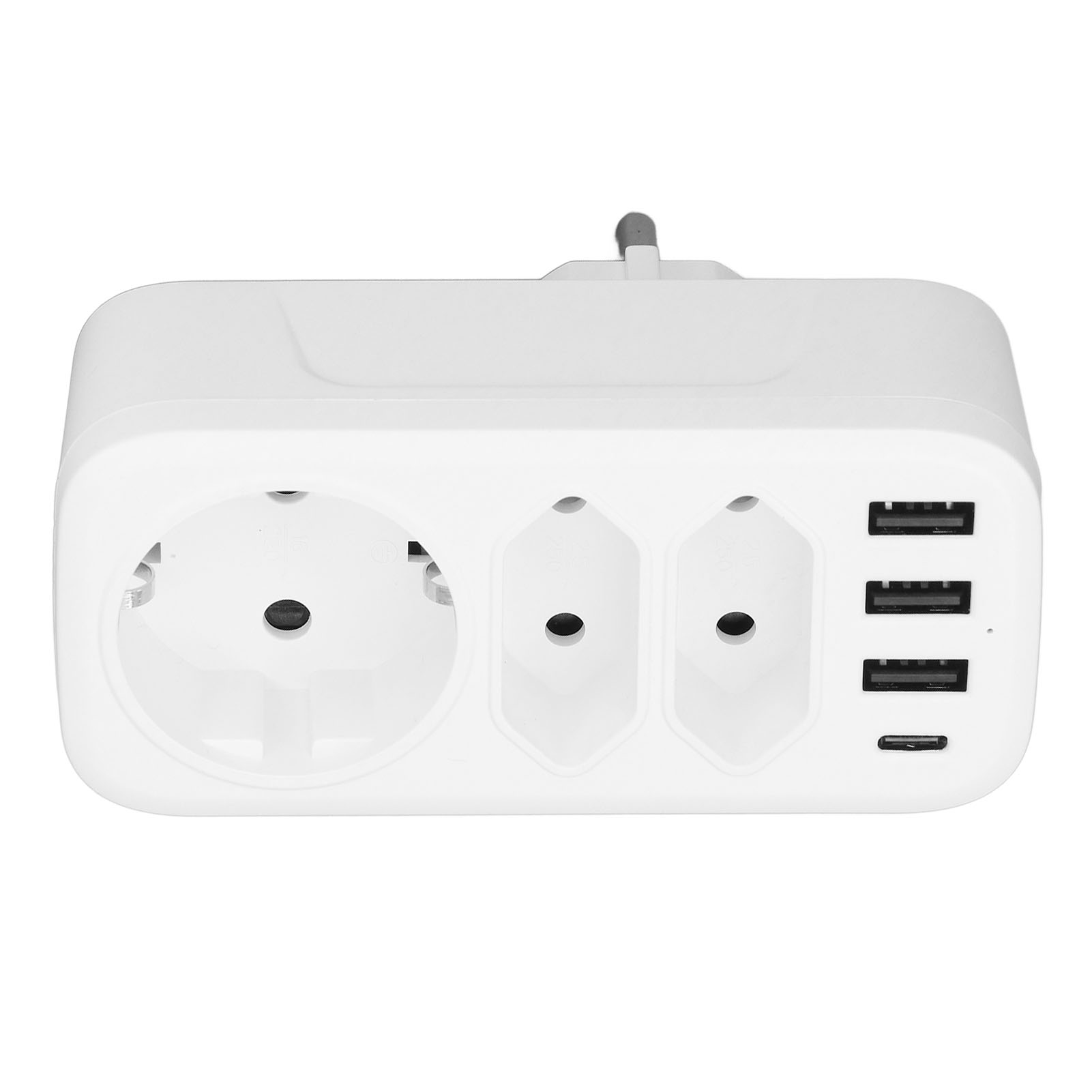 7-in-1-mehrfachsteckdose, 3-fach-adapter, 3 Usb-anschlüsse, 1 Usb-c-anschluss, Eu-de-adapter, Eu-stecker, Ac 100–250 V