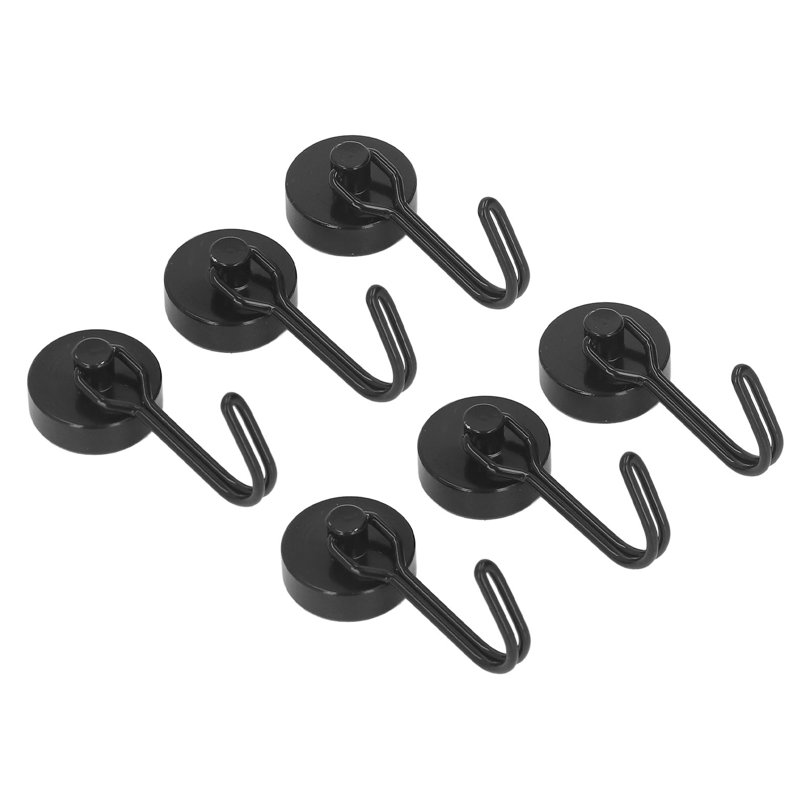 6er-pack Magnethaken, 180° Drehbar, 0–8 Kg, Starke Neodym-magnete, Für Kühlschrank Und Haushalt, Schwarz
