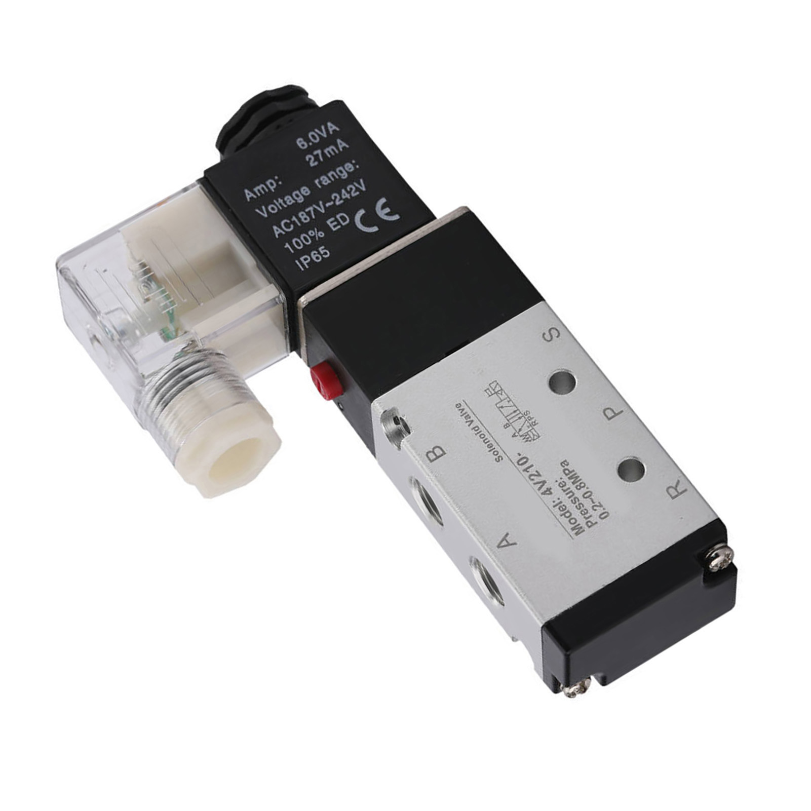 2-positionen-5-wege-magnetventil, Pneumatisch, Aus Verschleißfester Aluminiumlegierung, Ersatzteil 4v210 08 Dc12v