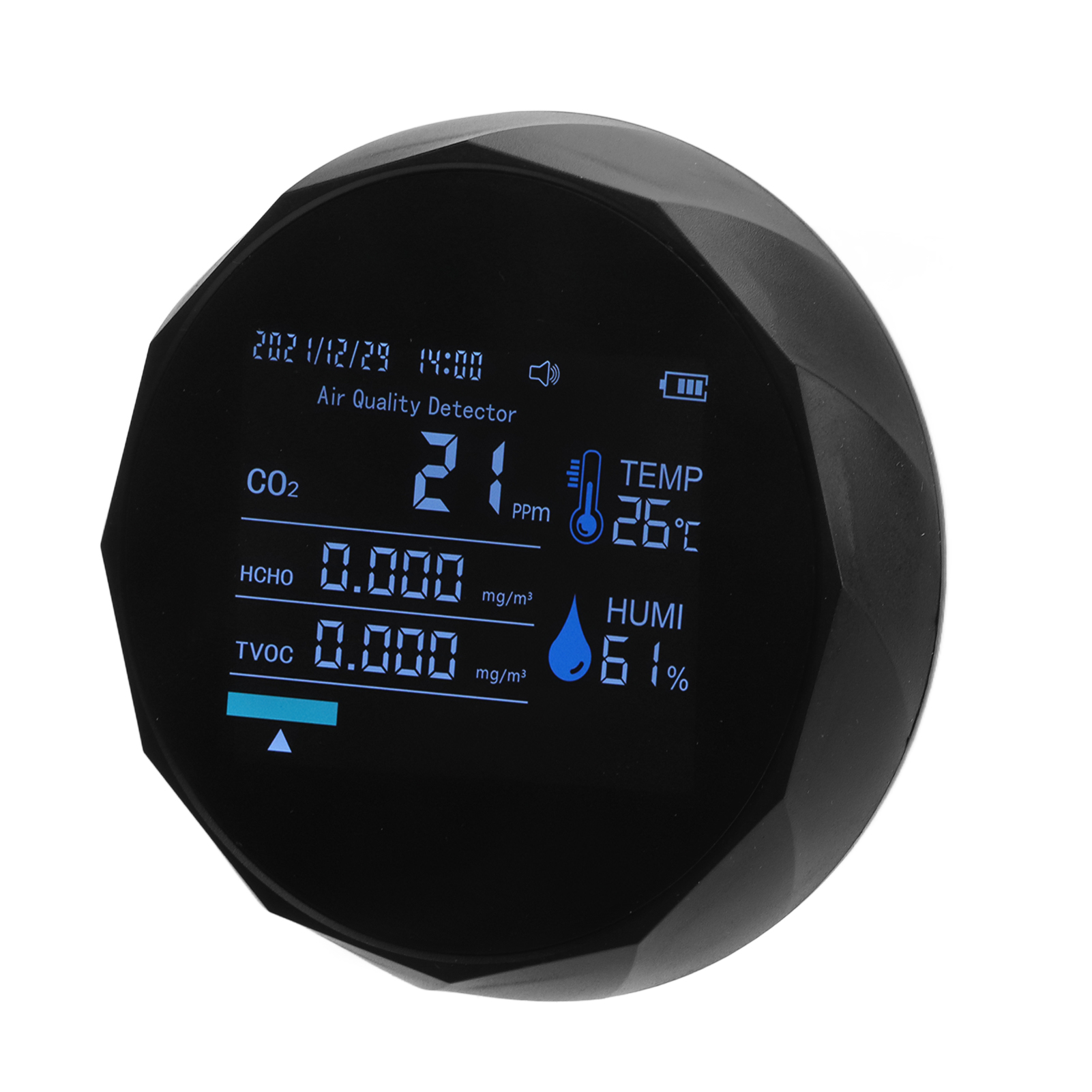 Co2-monitor 7-in-1 Intelligenter Luftqualitätsmonitor Mit Temperatur-, Feuchtigkeits-, Tvoc- Und Kohlendioxid-detektor, Schwarz
