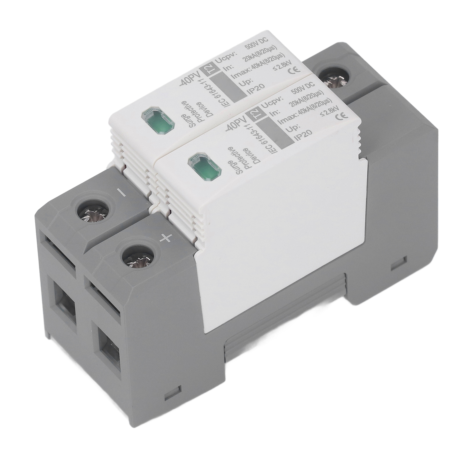 2p Photovoltaik-gleichspannungs-überspannungsableiter, Blitzschutz-leistungsschalter 500 Vdc 20–40 Ka