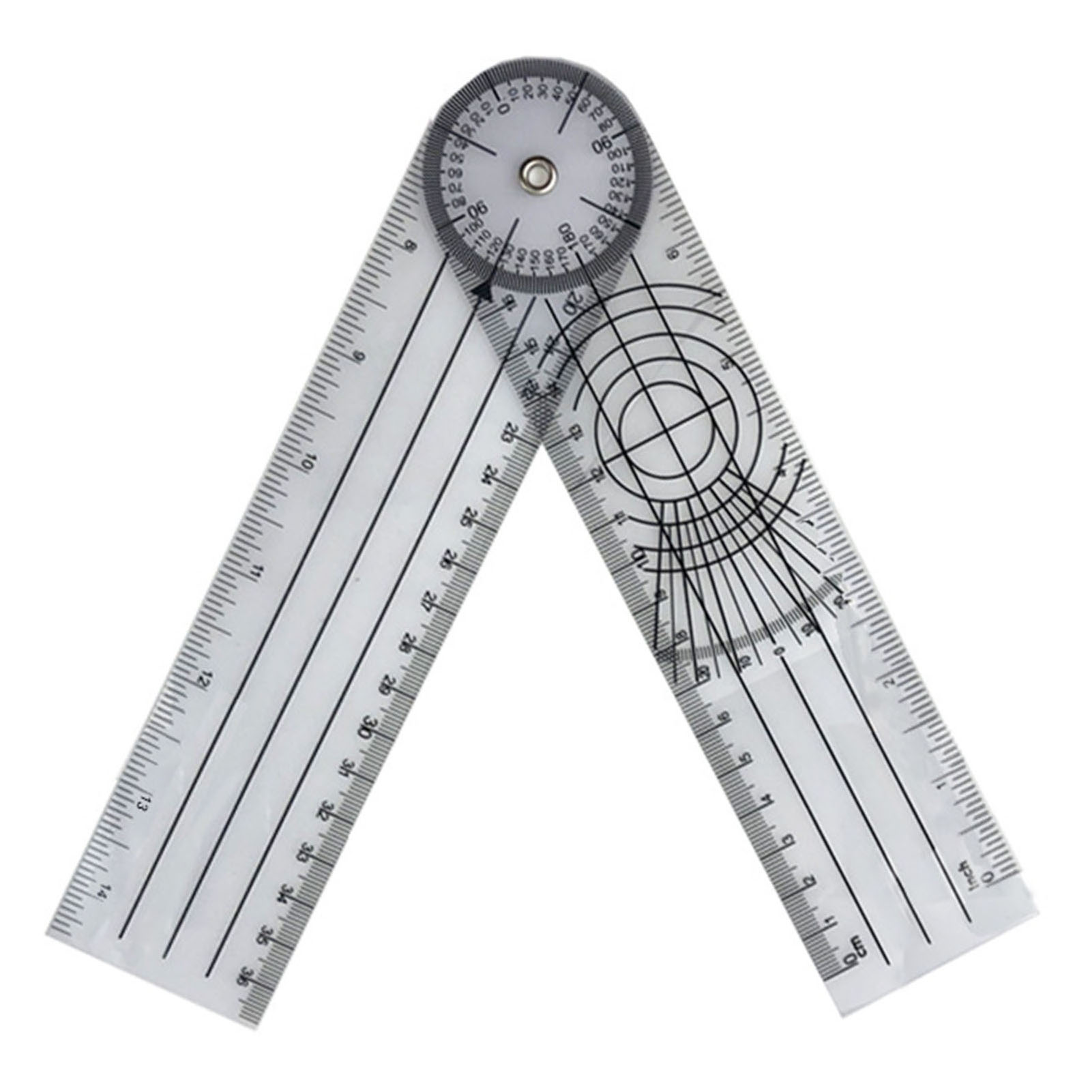Klappbarer Winkelmesser Aus Kunststoff, 140 Mm (5,5 Zoll), Mattiert, Für Geometrische Messungen Mit Mehreren Winkeln