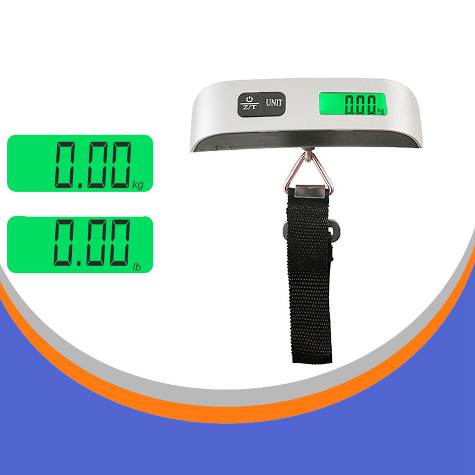 Elektronische Hakenwaage, Batteriebetrieben, Großes Grünes Lcd-display, 50 Kg, Tragbar, Hakentyp