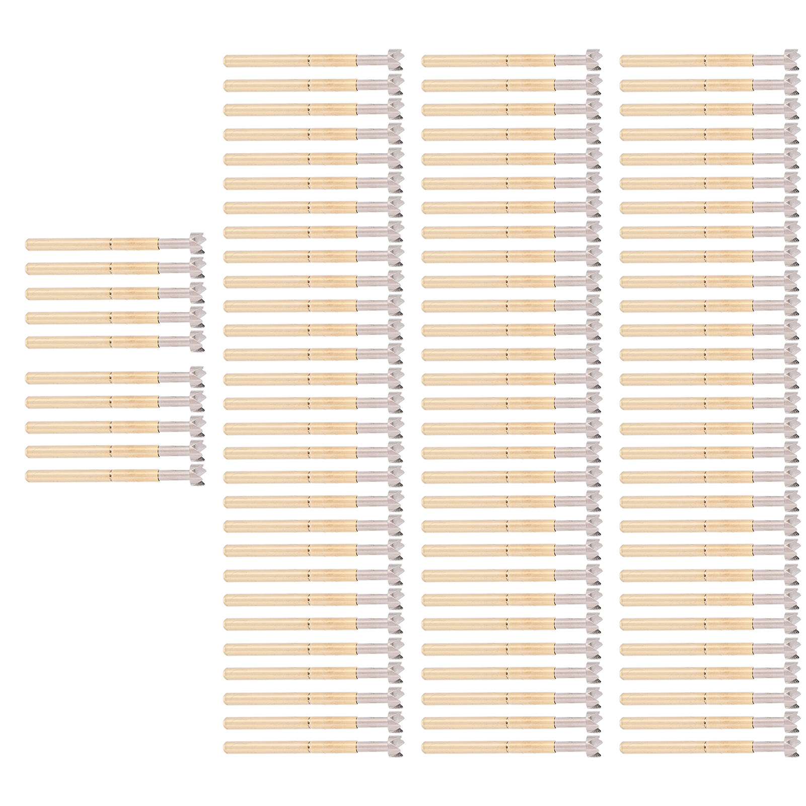 100 Stück Pogo-pins Mit 4 Krallen, Pflaumenkopf, Messing, 2,36 Mm Rohrdurchmesser, 34 Mm Länge, Federprüfstifte