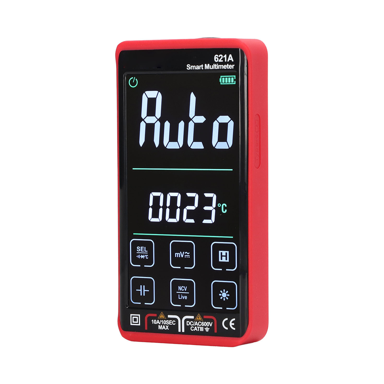 Digitales Multimeter-set Mit Intelligentem Touchscreen, Wiederaufladbar, Großem Display, Hoher Genauigkeit, Automatischem Brandschutztester, Rot