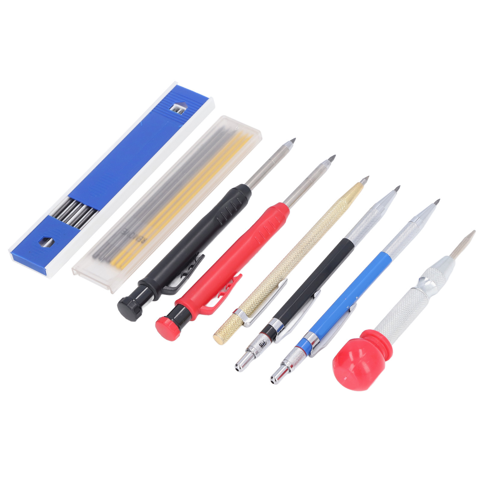 Anreißwerkzeug-set Für Schreiner, Bestehend Aus Einem Massiven Druckbleistift Mit Nachfüllmine Und Einem Körner Aus Hartmetall.