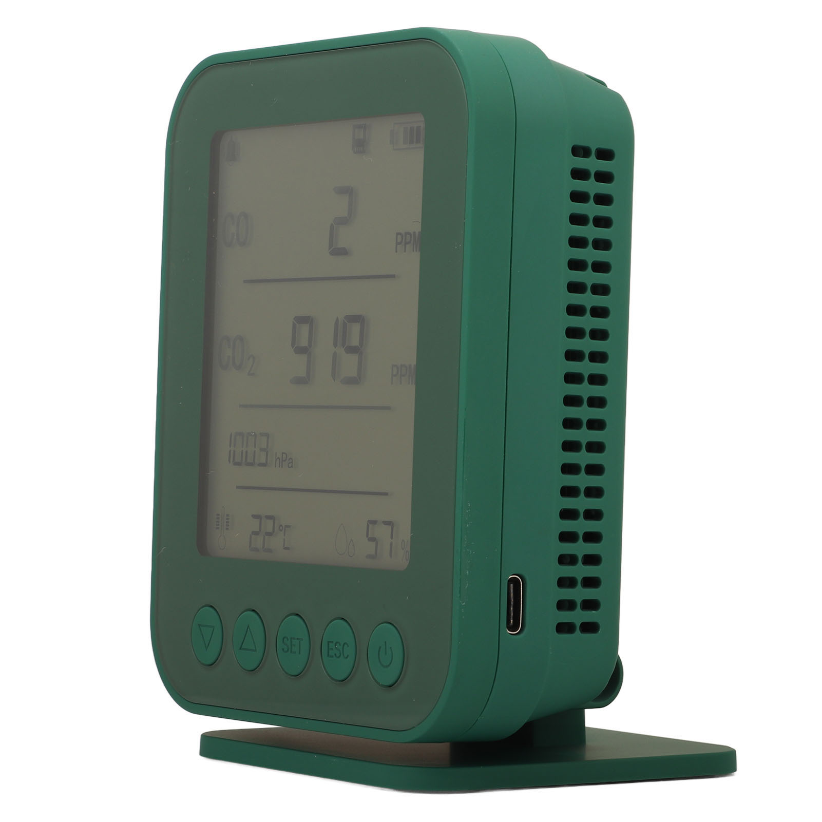 Luftqualitätsmonitor Multifunktionales Messgerät Für Co2, Temperatur, Druck Und Luftfeuchtigkeit, Abs-gehäuse, Alarm, Für Auto, 5v