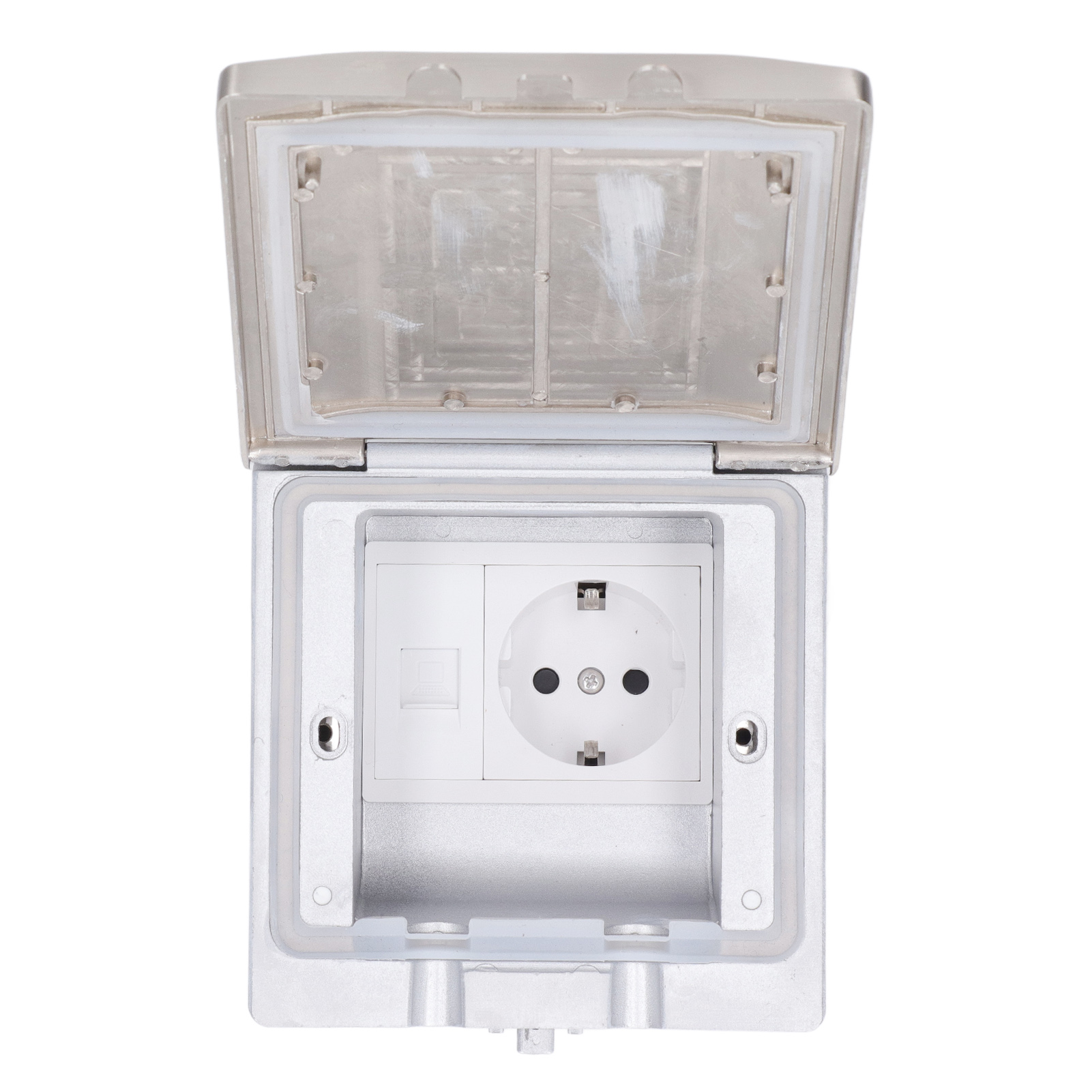 Bodensteckdose, Wasserdicht, Flammhemmend, Einbausteckdose Mit Netzwerkanschluss, Eu-standard, Ac 250 V