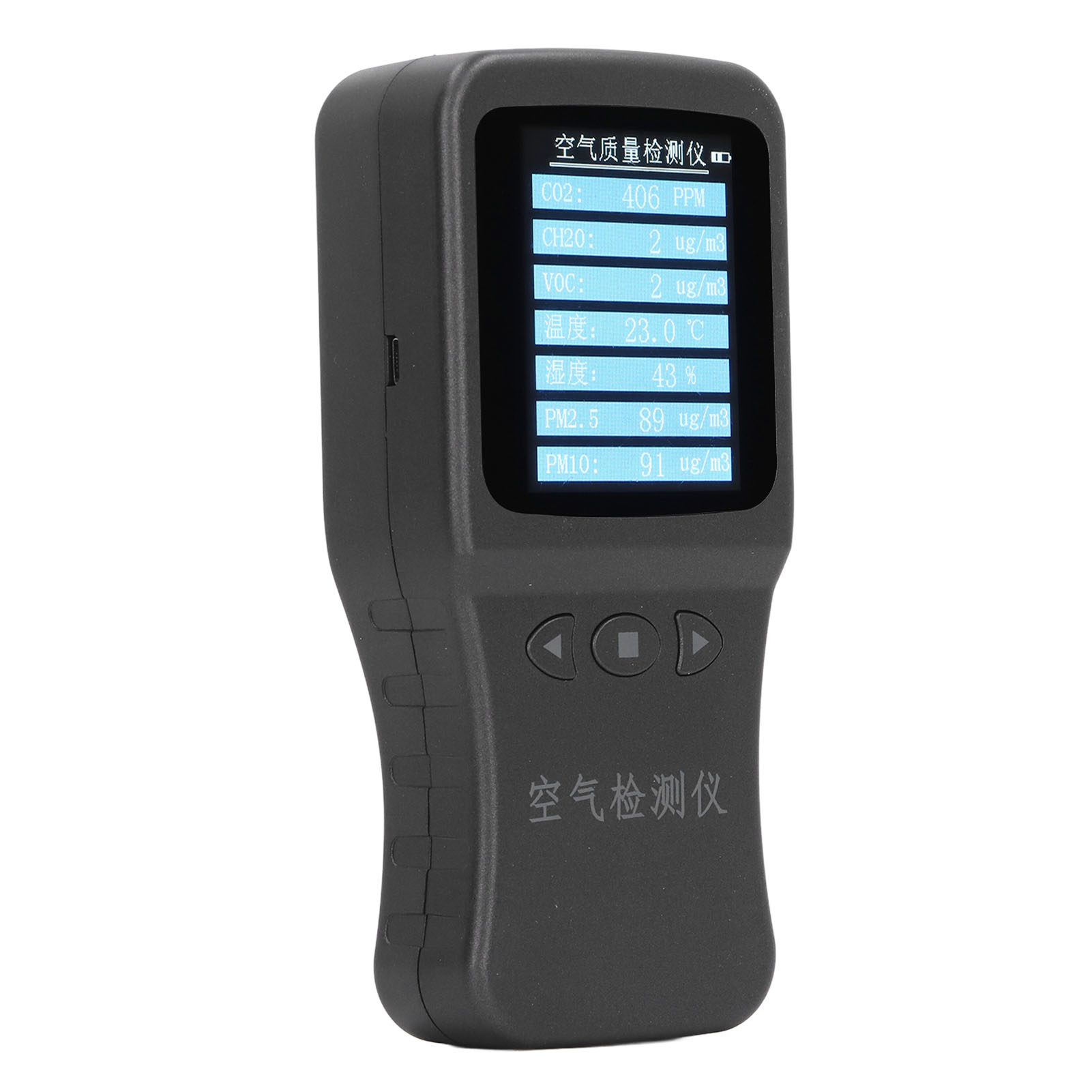 7-in-1-luftqualitätsmonitor, Tragbar, Mit Temperatur-, Feuchtigkeits-, Pm2,5-, Pm10-, Voc-, Ch2o- Und Co2-detektor, Inklusive Halterung, 3,7 V