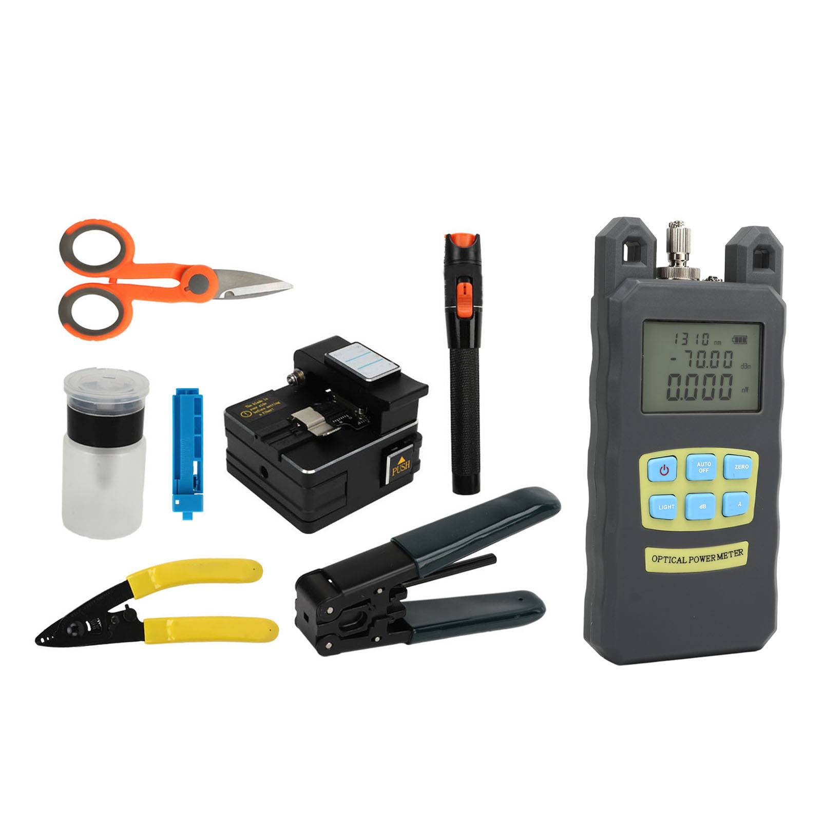 Glasfaser-reparaturset, Optischer Leistungsmesser, Abisolierzange, Adapterschlüssel, Vfl-fehlerortungsgerät (visual Fault Locator)