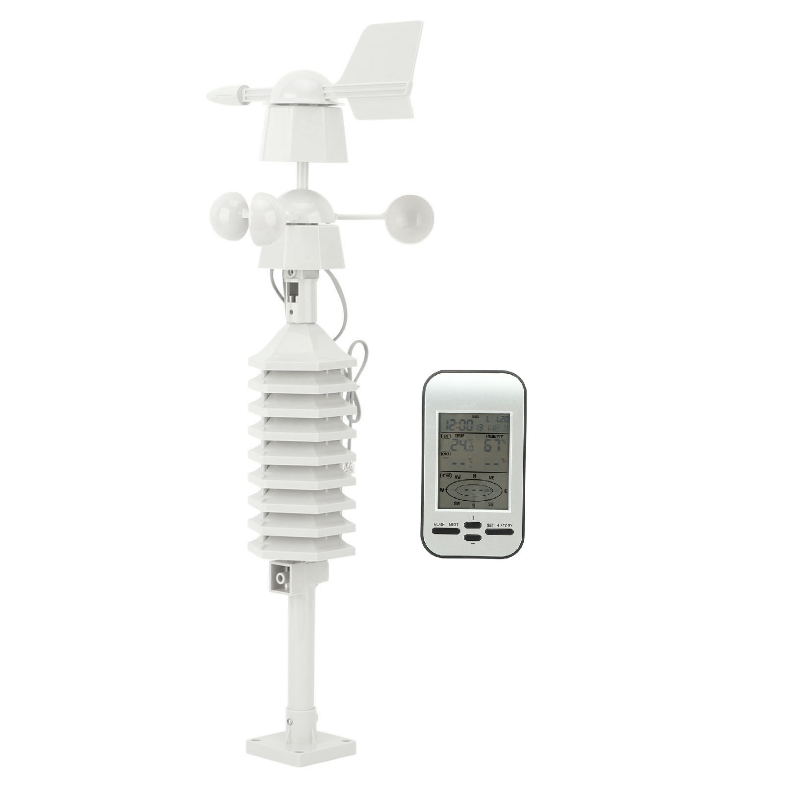 Kleines Heimwetterstations-set Mit Wettervorhersage (temperatur, Luftfeuchtigkeit, Windgeschwindigkeit, Windrichtung) – 100 M