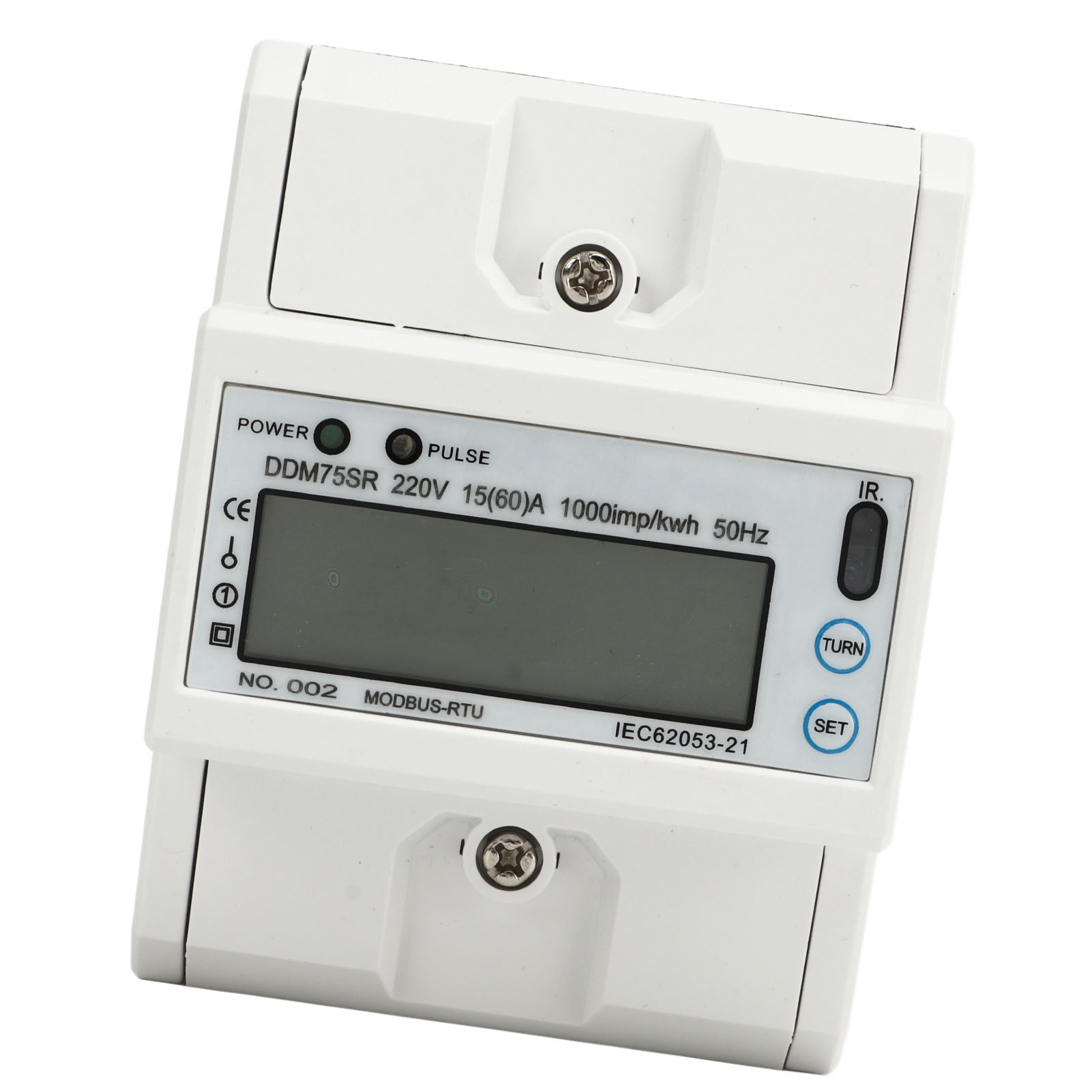 Digitaler Energiezähler Für Einphasenstrom, Lcd-display, Kwh-anzeige, Leistungsaufnahmetester, 4-polig, Rs485-anschluss, Din-schienenanschluss, 15–60 A, 220 V Dc