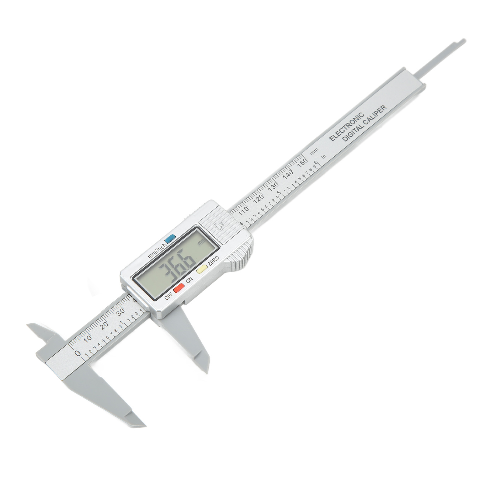 Digitaler Messschieber Mit Elektronischem Lcd-display (6 Zoll, 150 Mm) Und Umrechnungsfunktion (zoll/millimeter), Pa66 Silber
