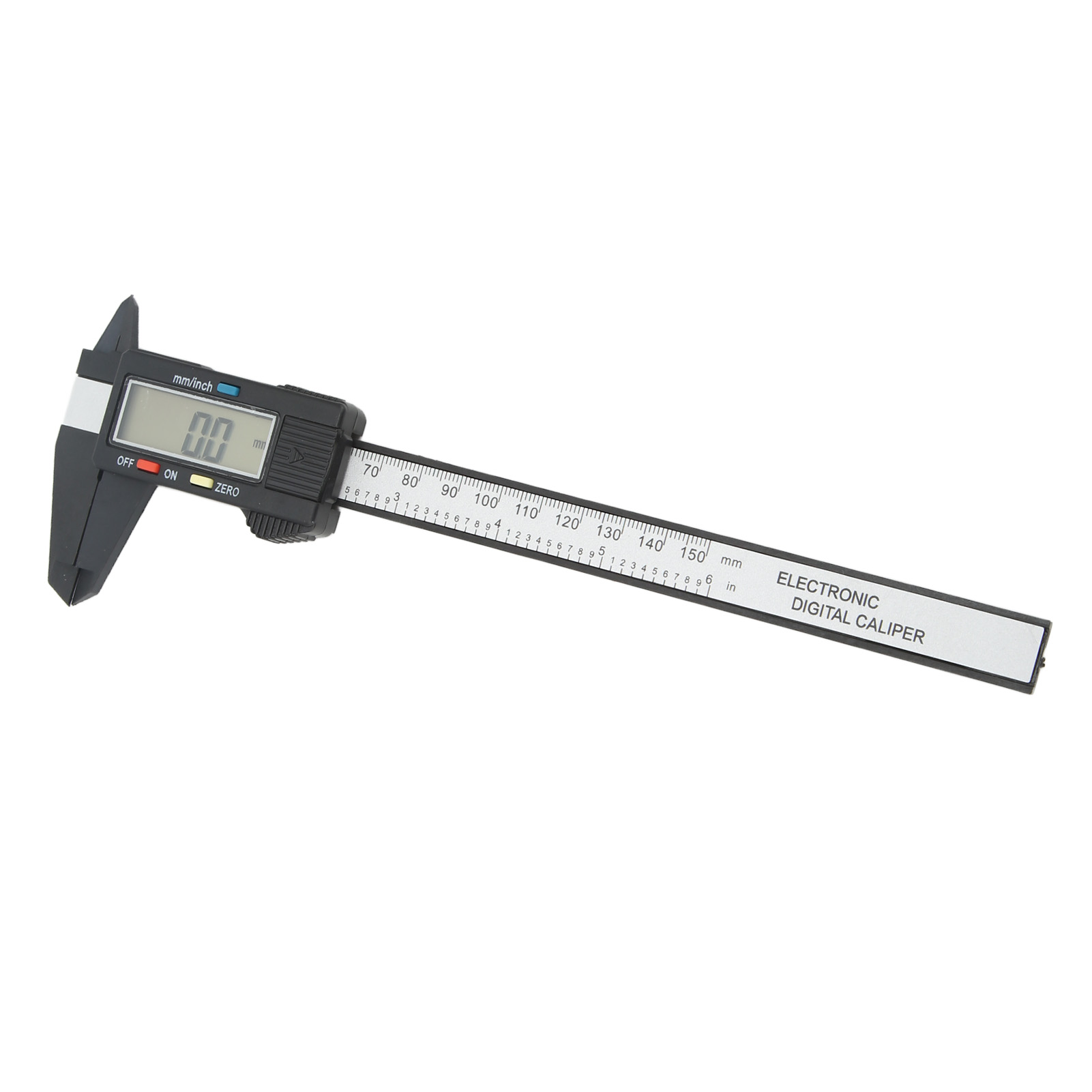 Digitaler Messschieber Mit Elektronischem Lcd-display (6 Zoll, 150 Mm) Und Umrechnungsfunktion (zoll/millimeter), Pa66, Schwarz