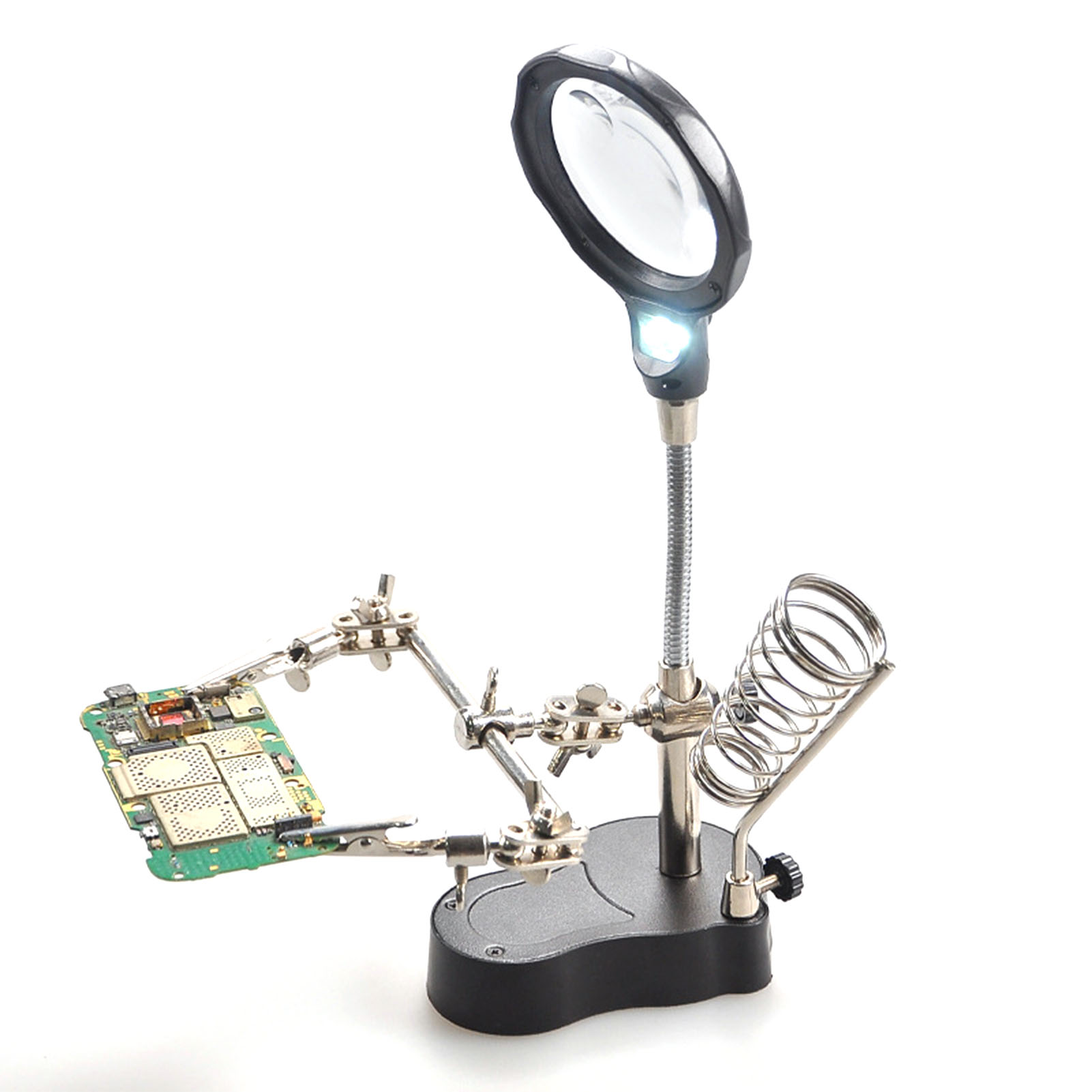 Lötstation Mit Vergrößerungsglas Und Led-lampe, Inklusive Zusätzlicher Klemmen Für Die Reparatur Von Hardware