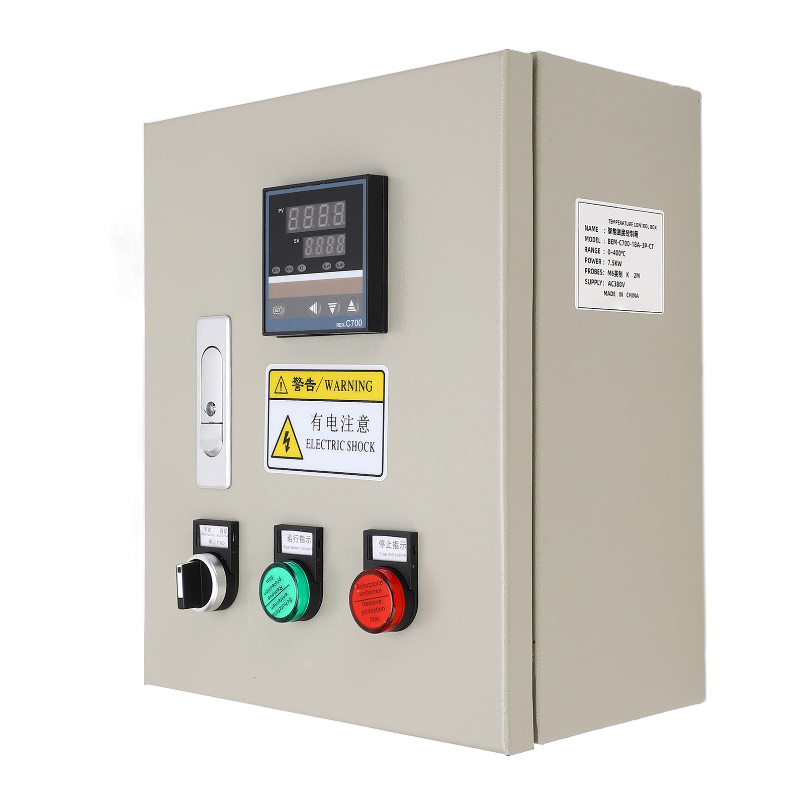 Intelligenter Temperaturregler Mit Thermoelement, Digitales Pid-thermostatgehäuse, 380 V Ac, 3-phasig, 7,5 Kw