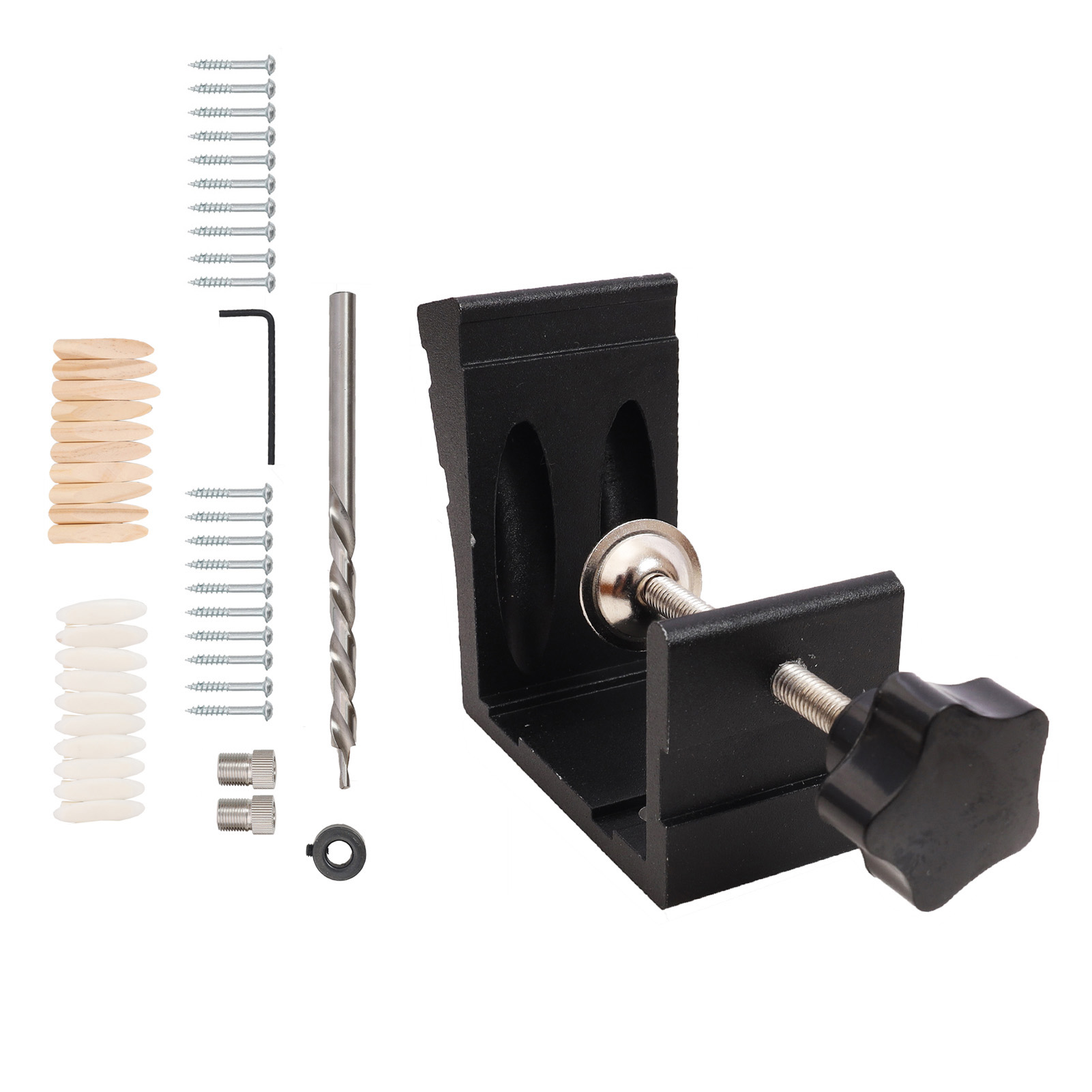 46-teiliges Set Mit Schrägbohrlehren Für Die Holzbearbeitung, Robust Und Präzise, Aus Aluminiumlegierung, Schwarz