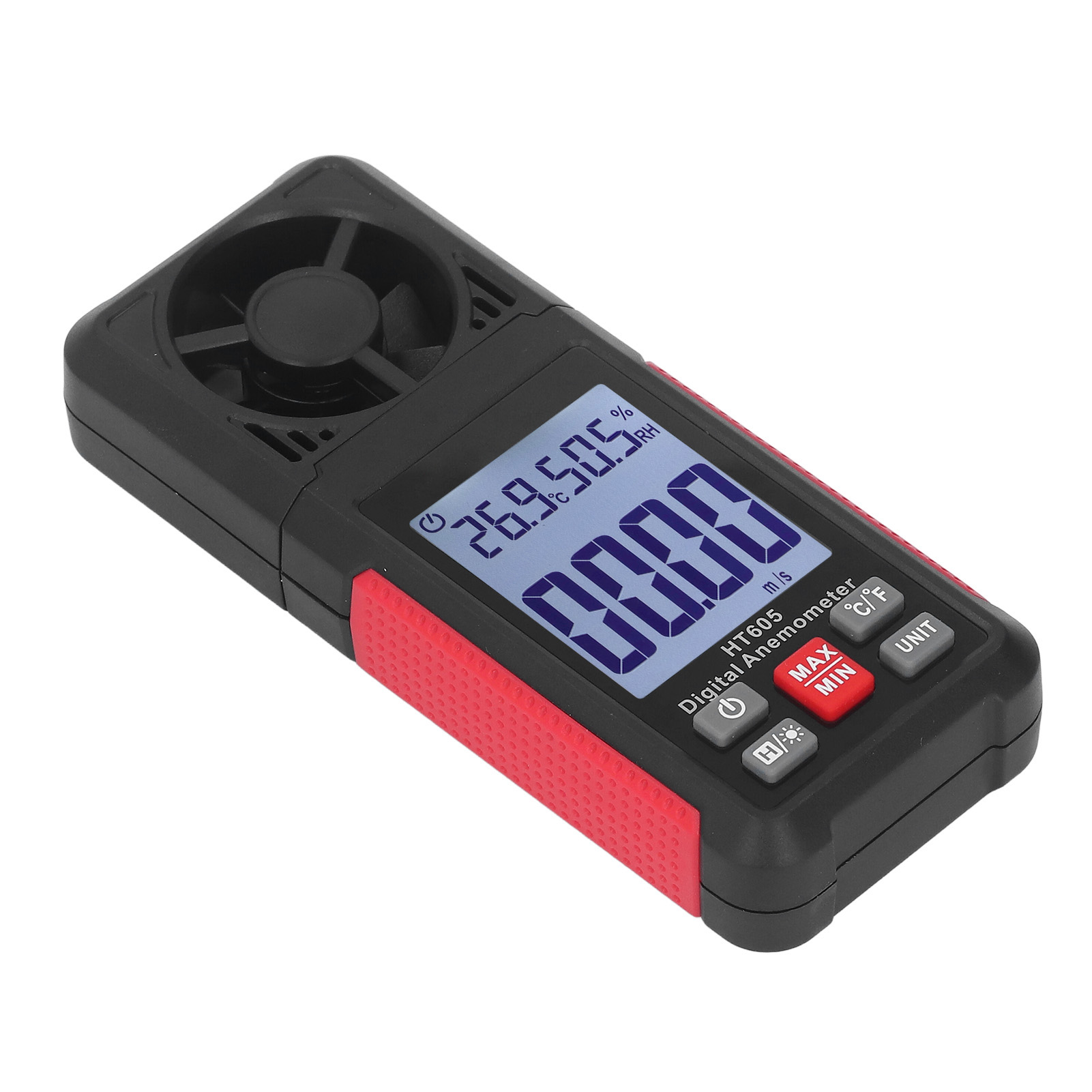 Digitales Anemometer Mit 5 Flügeln, Geringem Widerstand, Schneller Und Präziser Messung Von Luftstrom Und Windgeschwindigkeit Mit Hintergrundbeleuchtung