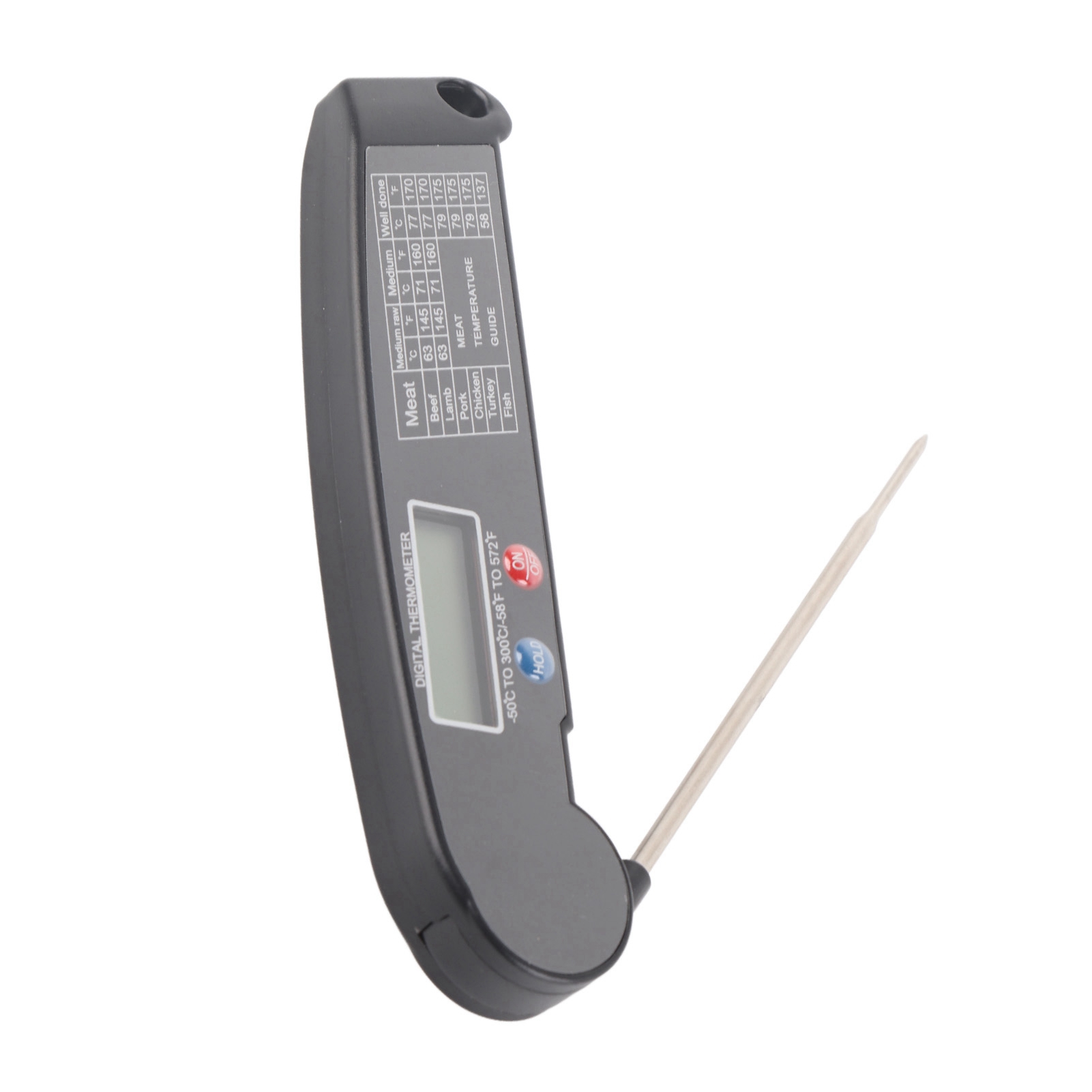 Digitales Elektronisches Lebensmittelthermometer, Faltbar, Intelligentes Sofortmessthermometer Für Die Küche, Schwarz