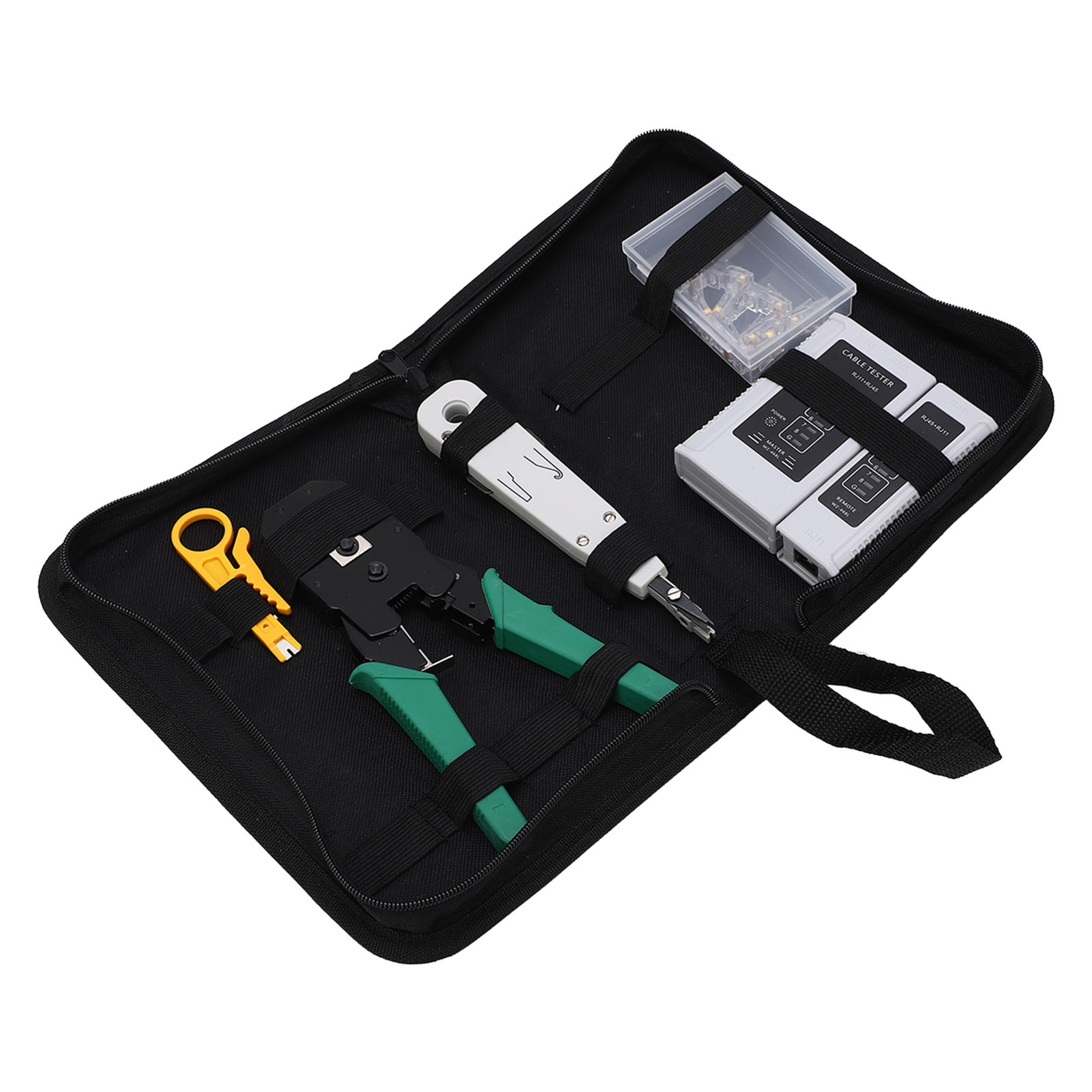 Professionelles 5-in-1-netzwerkwerkzeug-set Mit Tragbarer Ethernet-kabelcrimpzange Für Cat5, Cat5e Und Cat6 Mit Tester