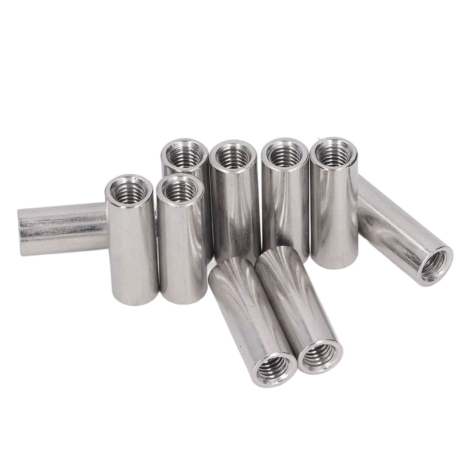 10 Stück Kupplungsmuttern, Rundstangenverbinder, Innengewinde 304 Edelstahl M8x1,25, 12 L35 Mm