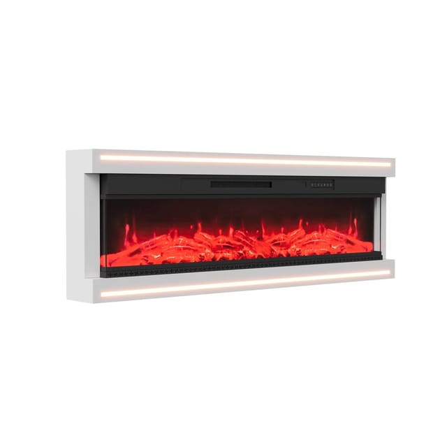 PXloue Elektrokamin Wandkamin 137x17x52cm 3D-Flammeneffekt-LED&Heizung-Timer-Thermostat