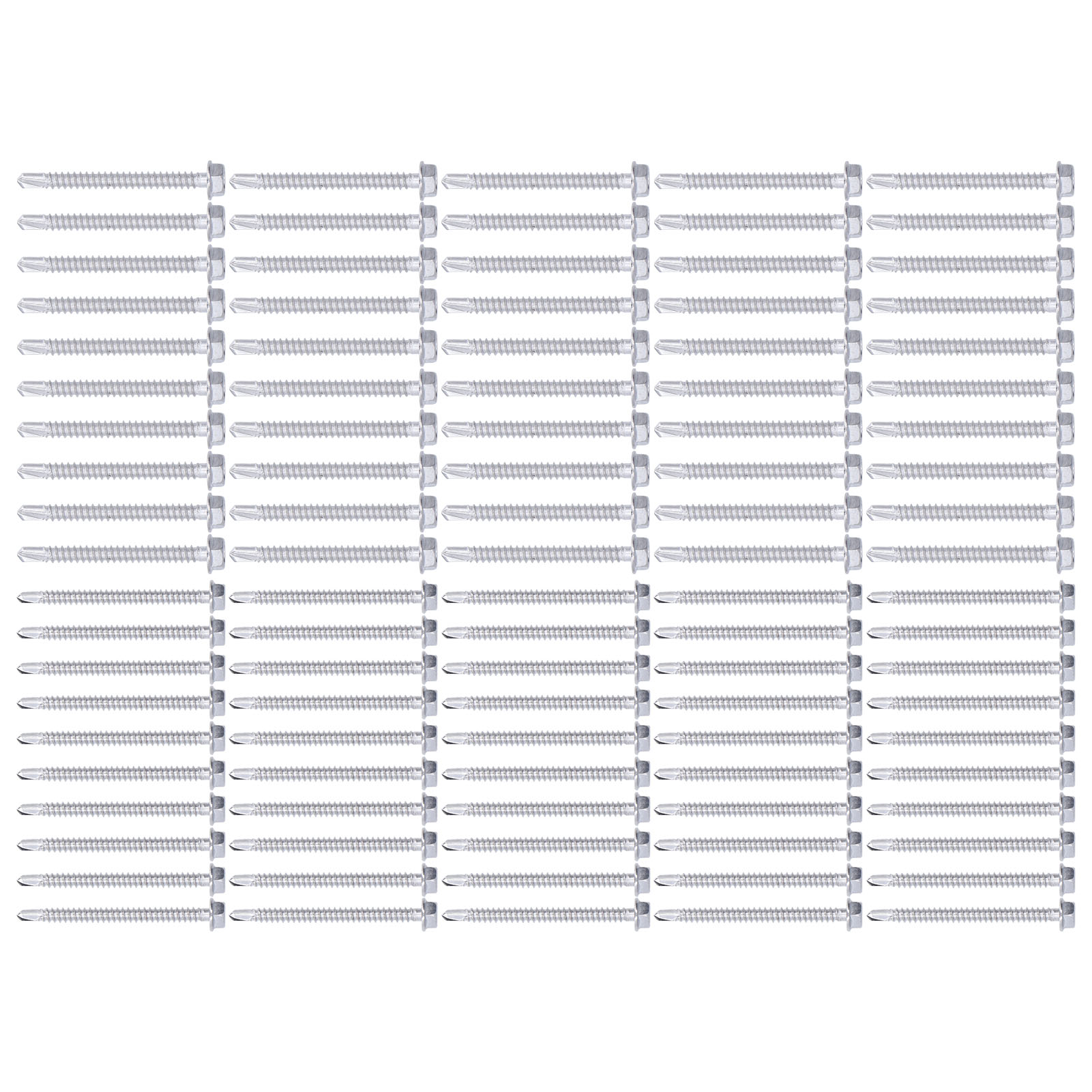 100-teiliges Sortiment Selbstbohrender Schrauben Mit Sechskant-unterlegscheibenkopf, Edelstahl 304, 4,2 X 50 Mm + 4,8 X 50 Mm