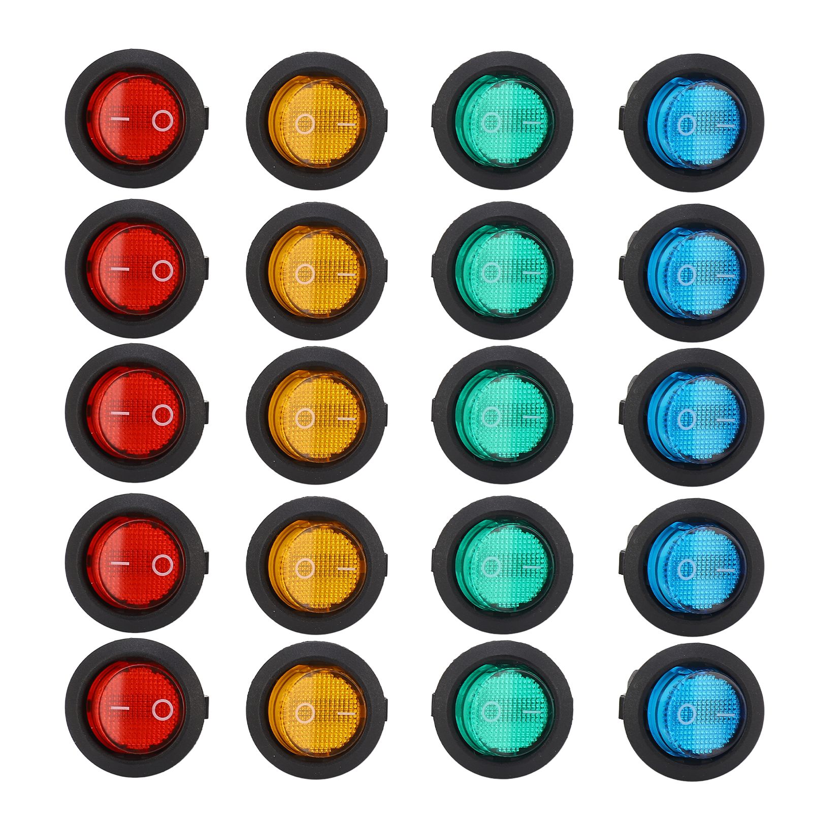 20 Stück Led-wippschalter, Rund, 3-polig, 2-stufig, 20 Mm, Für Auto-led-beleuchtung, Ein/aus-kippschalter, 12 V