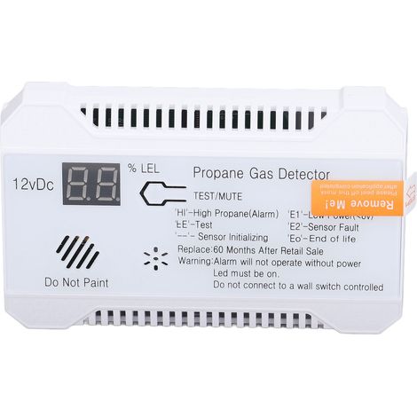 Propangaswarngerät 85 Db, Echtzeitanzeige, Schnelle Reaktionszeit, Präzise Erkennung, Erdgasalarm Für Wohnmobile, Lkw, 12 V Dc, Weiß