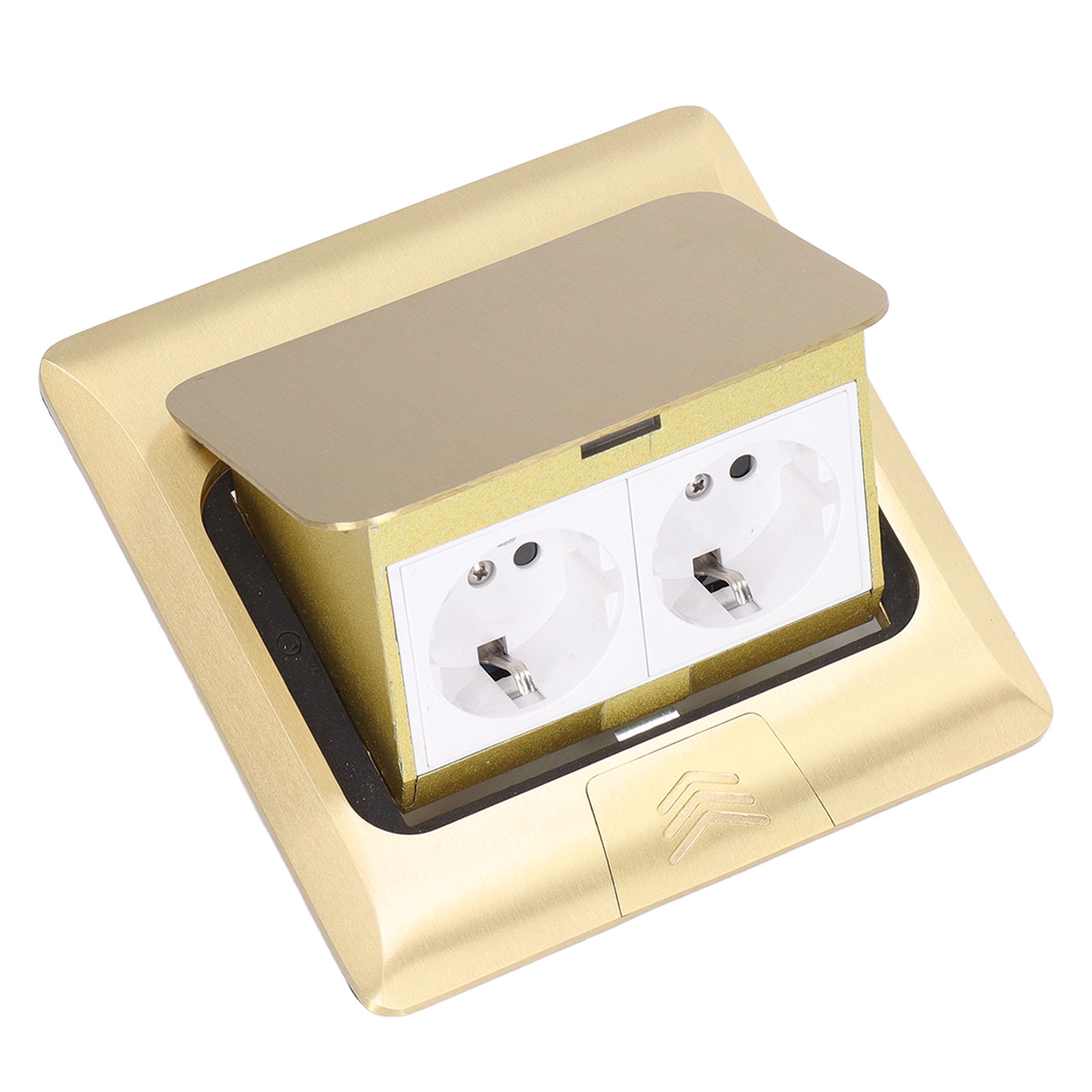 Versenkbare Bodensteckdose, Eu-standard, 2-polige Tischsteckdose, Messing, Goldfarben, 16 A, 250 V Ac